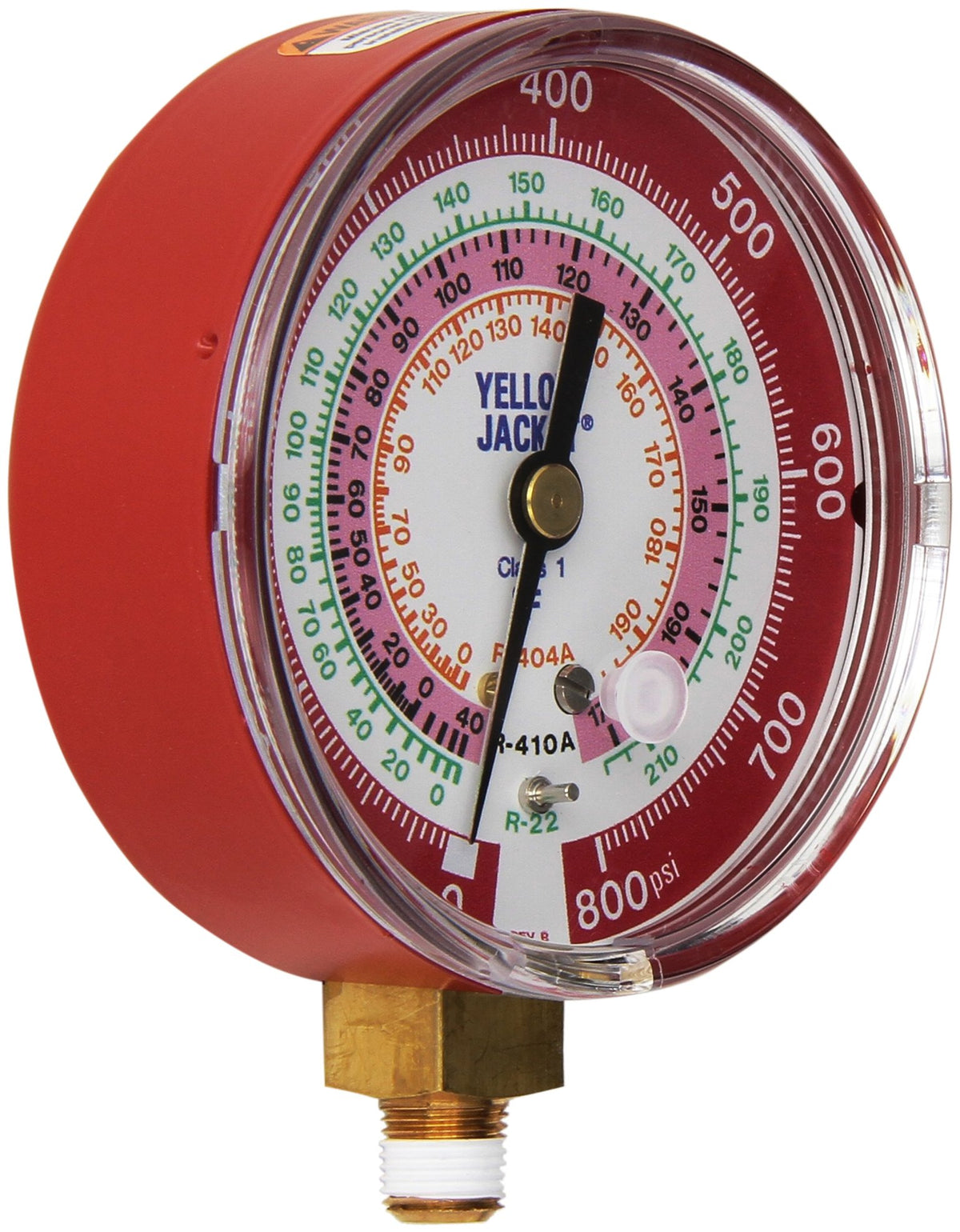 Yellow Jacket 49137 3-1/8'' Red Pressure, 0-800 Psi, R-22/404A/410A Gauge Degrees F