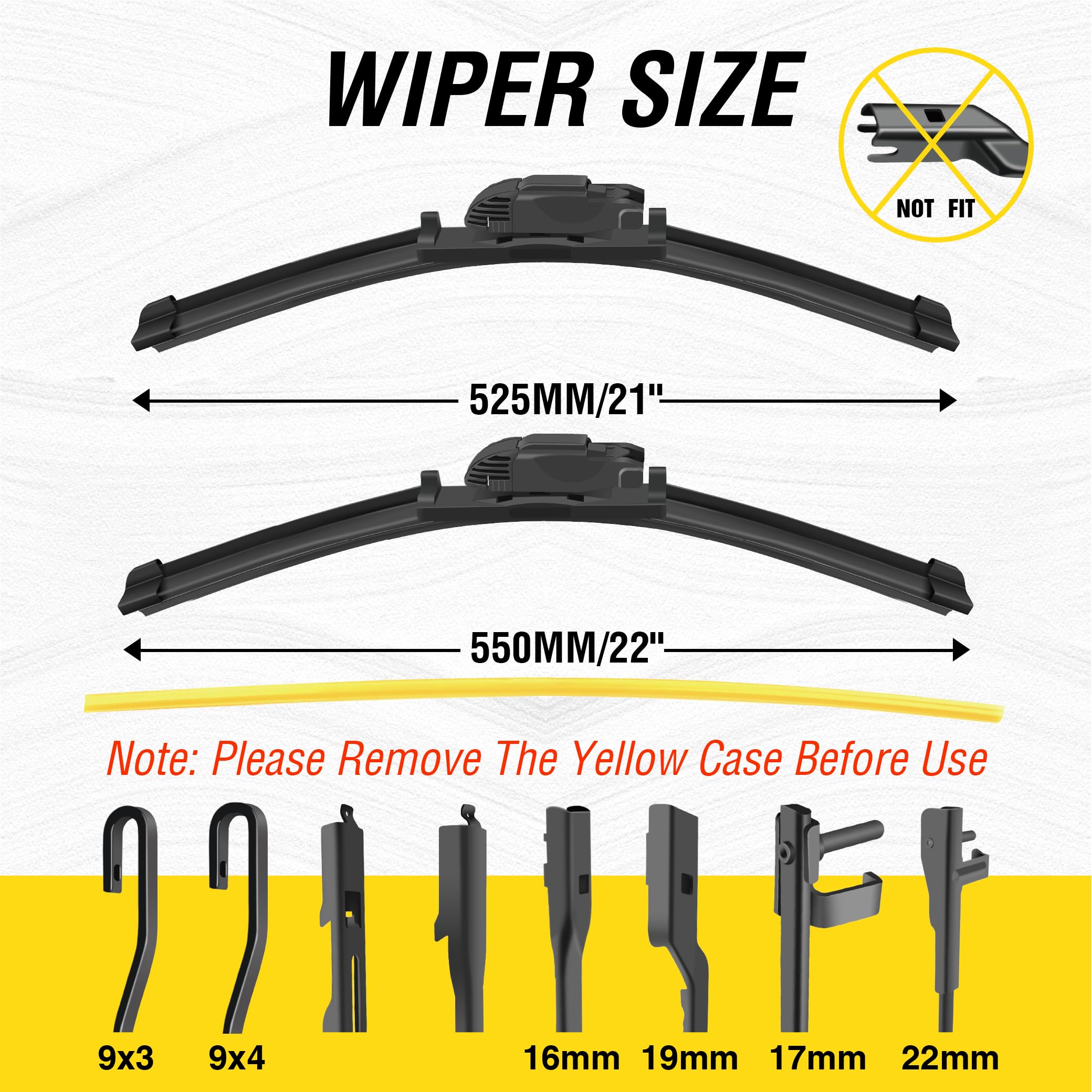 5 Plus Windshield Wipers 22'' +21'' Replacement For 2014-2005 Toyota Tacoma/2021-2011 Jeep Grand Cherokee/2023-2022 Ford Maveric