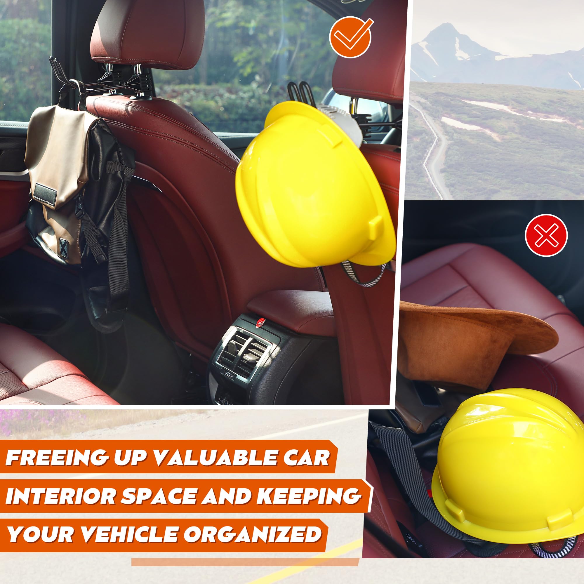 Feekoon 1 Pcs Hard Hat Holder For Truck Car Seat, Car Hat Holder For Truck Suv Car, Caps Clothes Cowboy Hat Holder Car Accessori