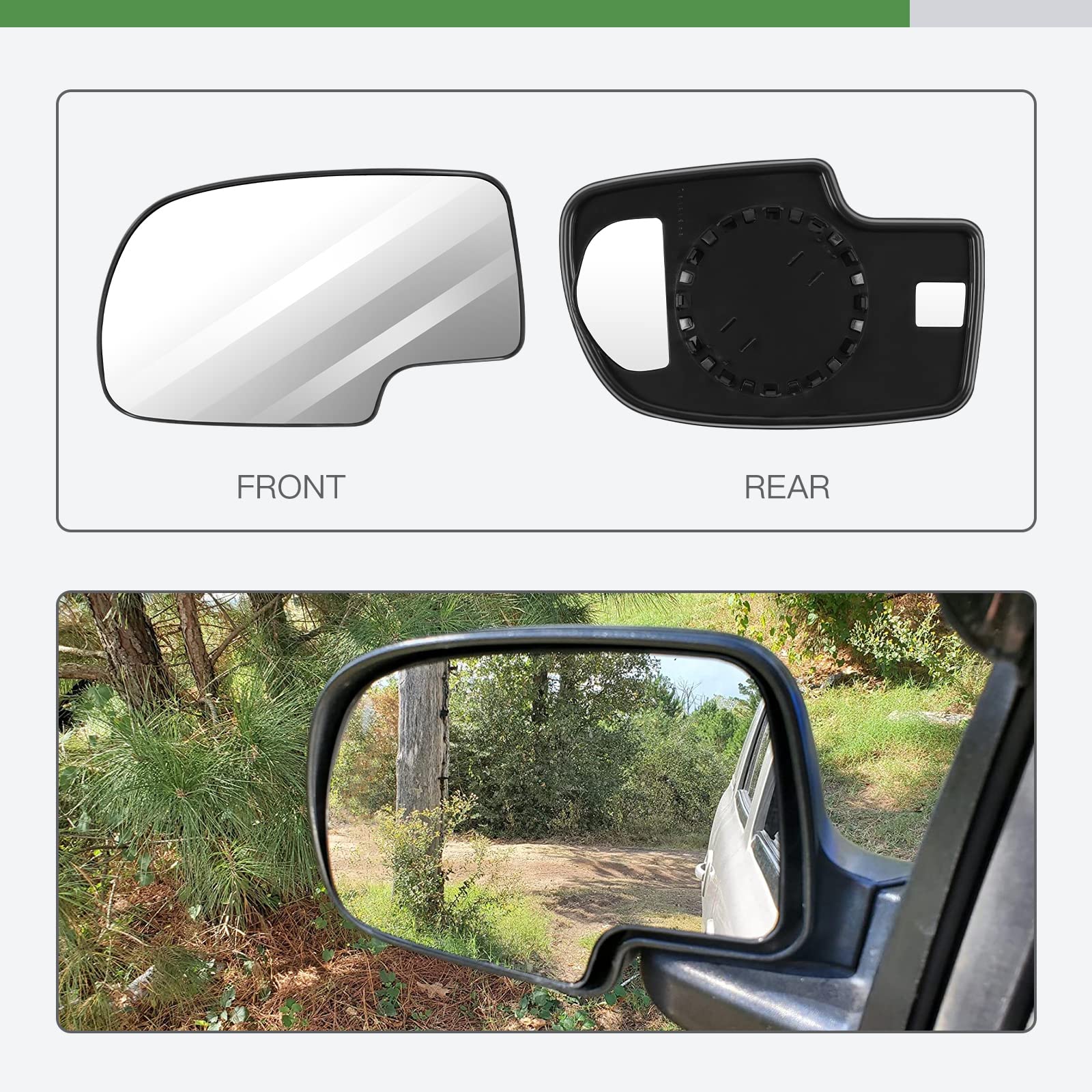 SCITOO Exterior Mirror Replacement Glass Lens Manual fit 1999-2006 for Chevy Silverado Suburban for GMC Sierra Yukon Driver Left Side Towing Mirror Replacement Glass
