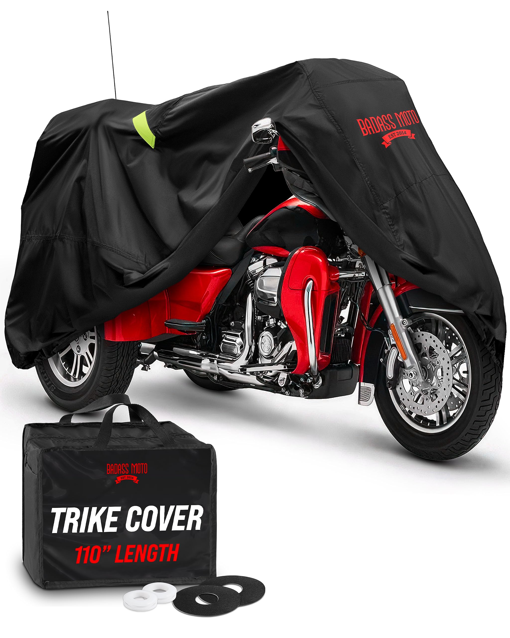 Badass Moto Ultimate for Harley Trike Cover Waterproof Motorcycle Cover - Heavy Duty Motorcycle Cover Fits Harley Davidson Trike