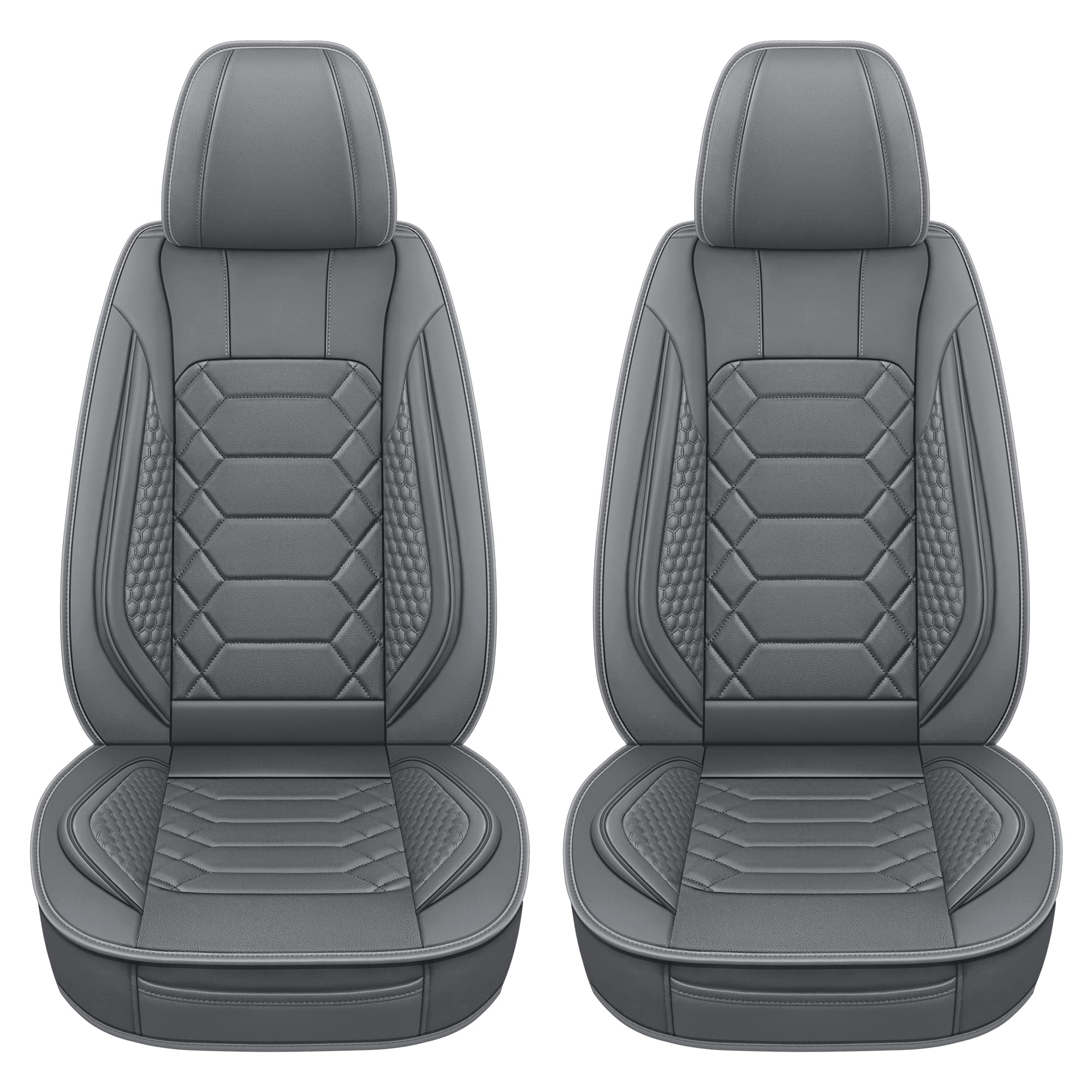 Haiyaotimes Leather Car Seat Covers Front Set, Waterproof Faux Leather Seat Covers For Cars, Non-Slip Car Interior Covers Univer