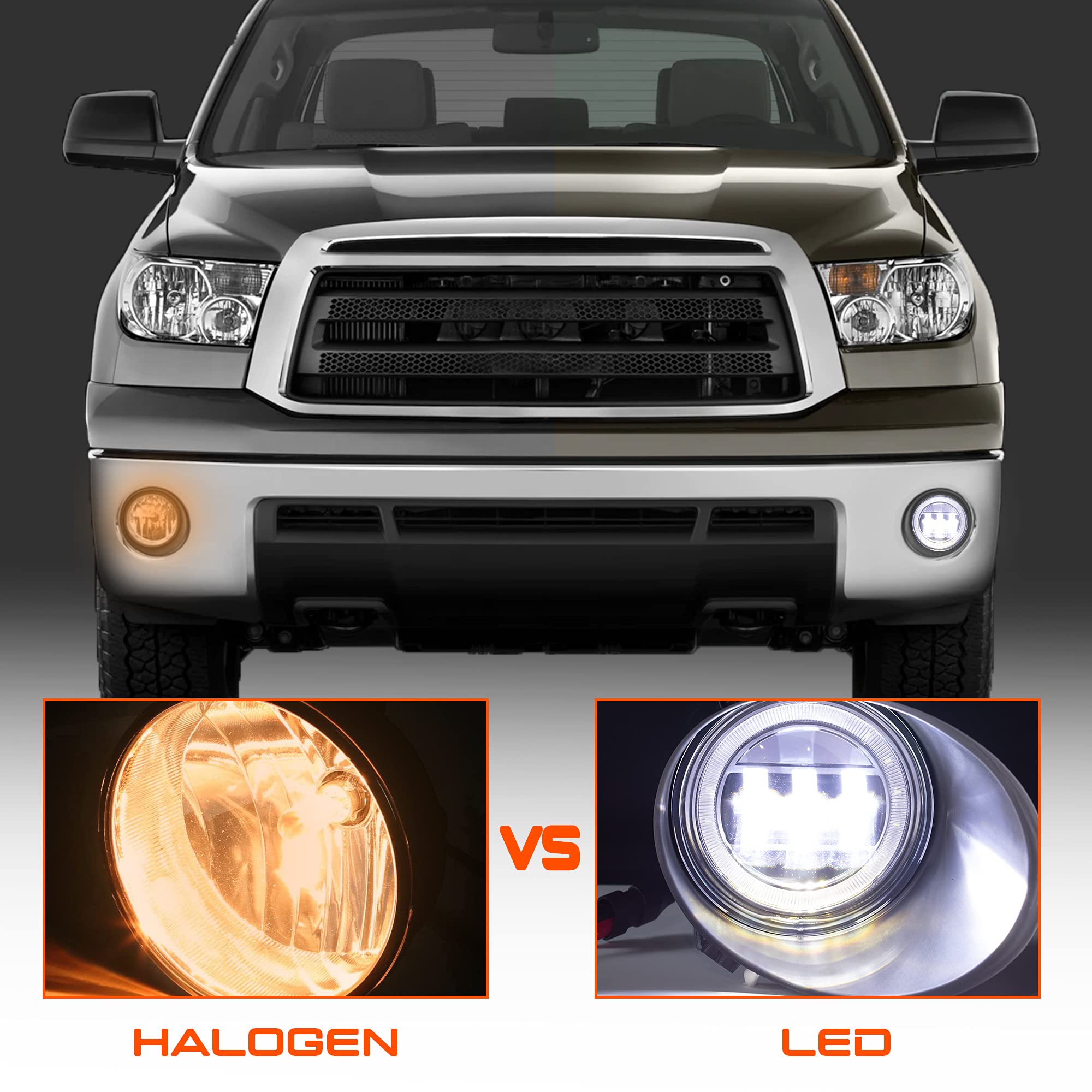 Drfg Led Fog Lights With Daytime Running Lights Compatible For Toyota Tundra 2007 2008 2009 2010 2011 2012 2013, Sequoia 2008-2011 Fog Light Assembly Fit For Original Bumper Driving Fog Lamp