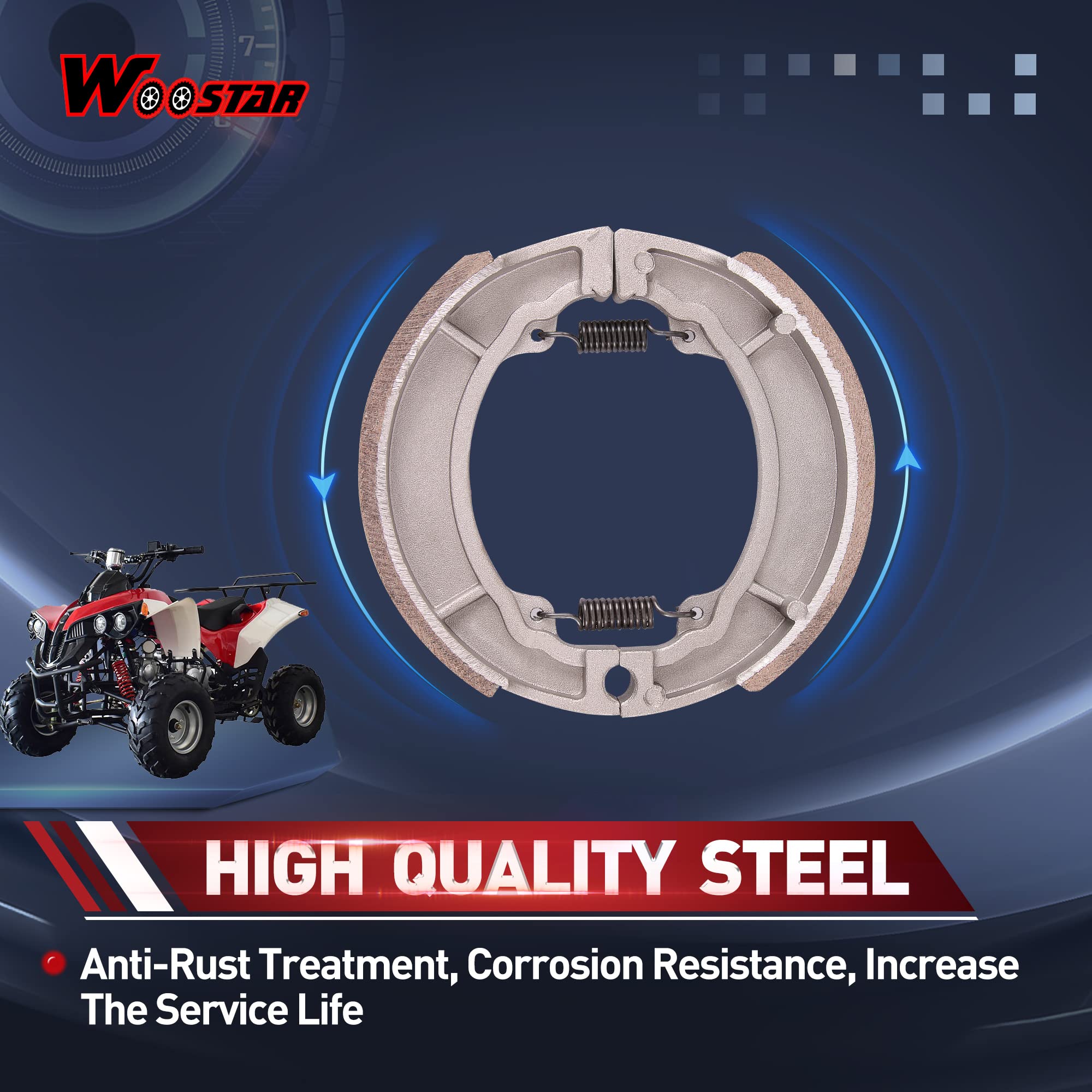 Woostar Drum Brake Shoe Replacement For Roketa Sunl Jonway Taotao 50Cc 110Cc 125Cc 150Cc 250Cc Atv 4 Wheeler Quad Scooter