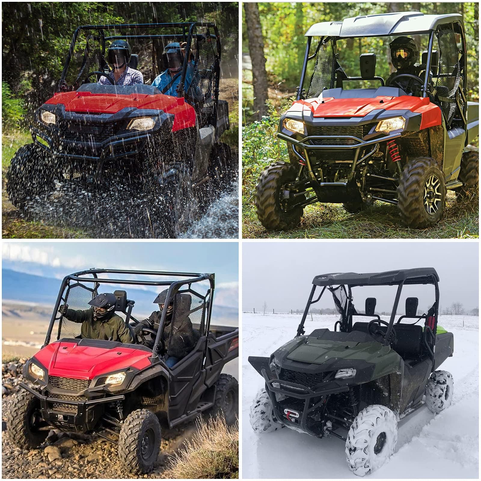 KEMIMOTO UTV Rear/Mid Panel with Open Window Compatible with Pioneer 700/700-4 2014-2025 Replace 0SR95-HL3-211A, Fabric Rear Panel Fit for Soft/Hard Roof