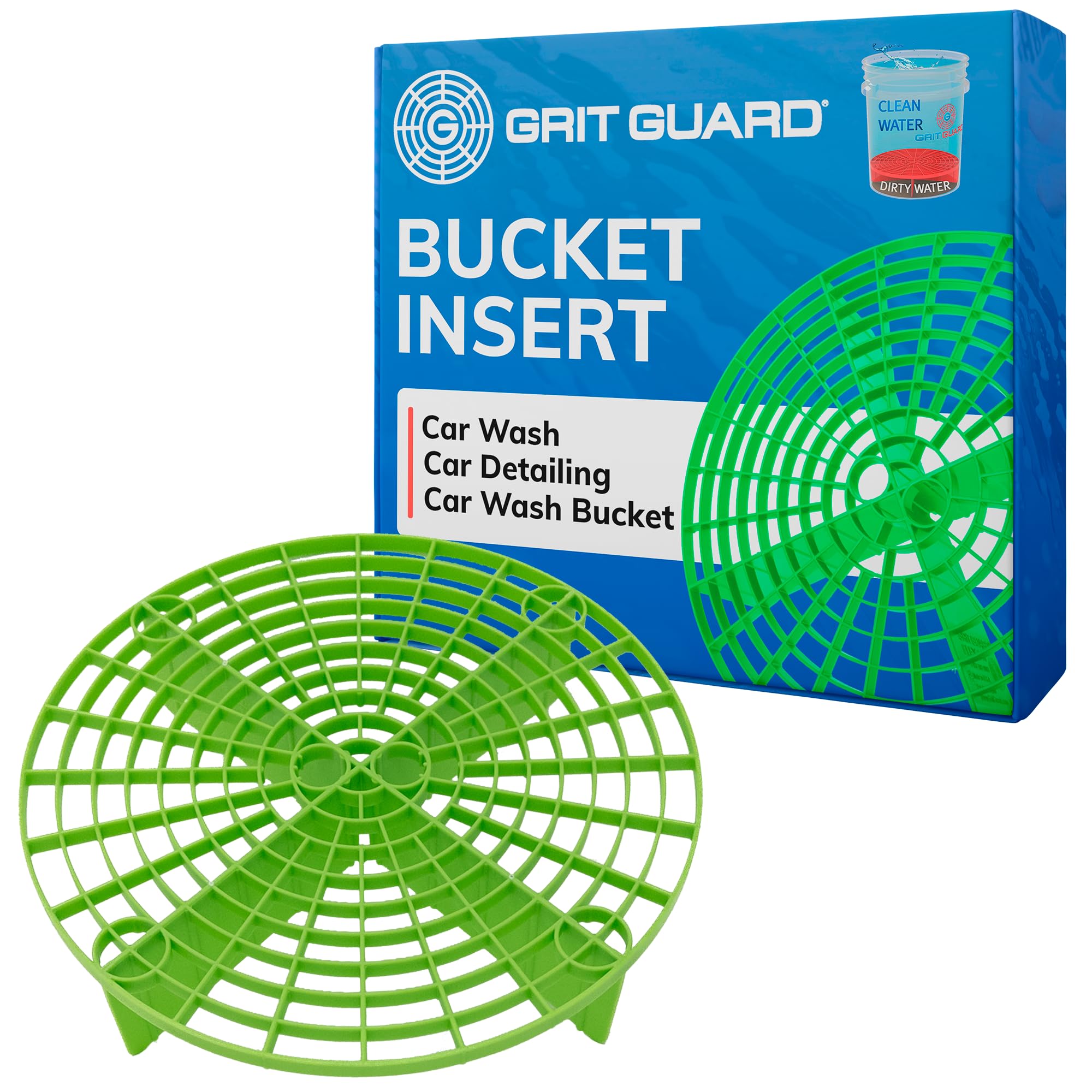 Grit Guard The Original Green Bucket Insert - 10'' Diameter Car Wash Bucket For Car Washing, Detailing Compatible With 3.5, 4, 5
