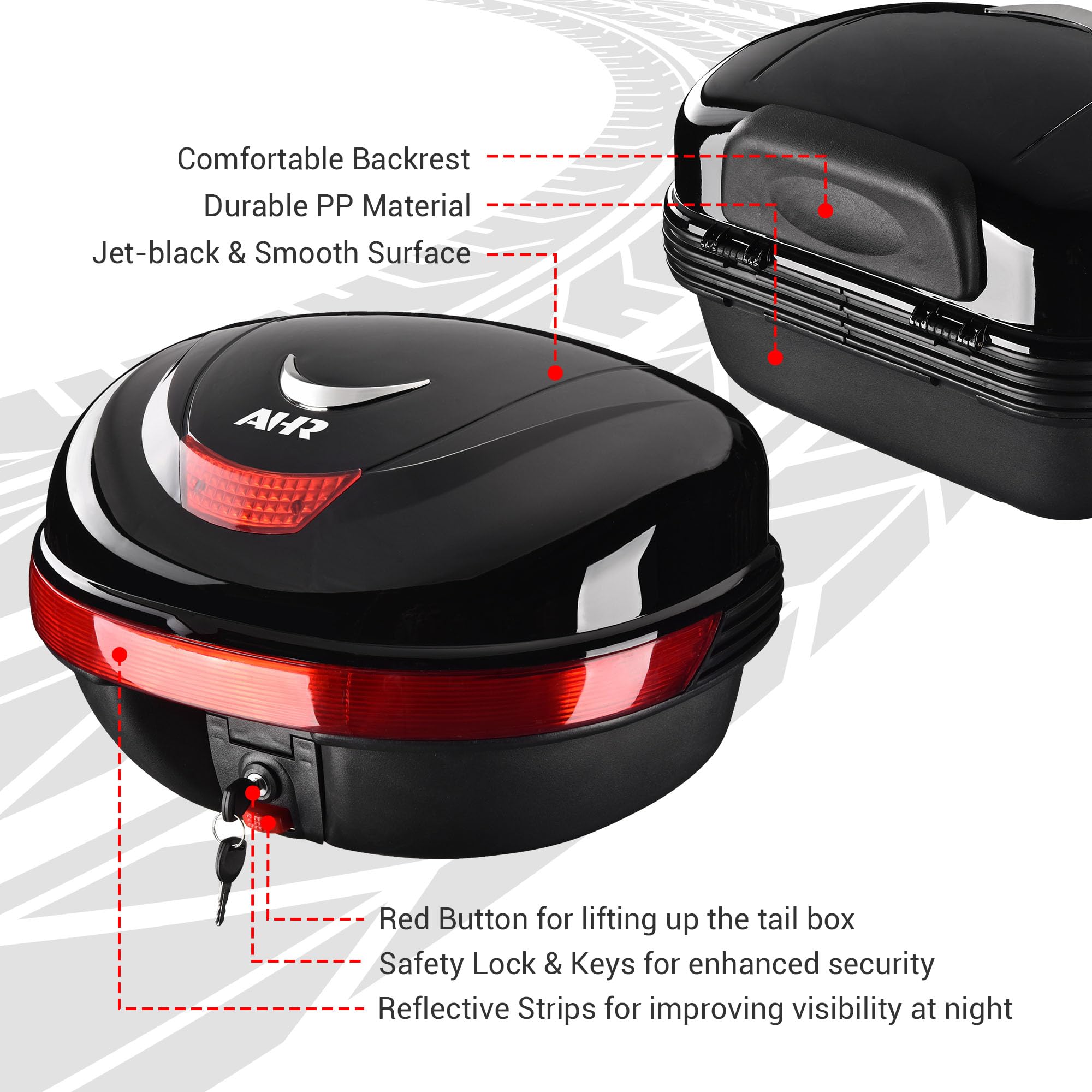 Ahr 35L Motorcycle Top Case Trunk Tail Box Tour Storage