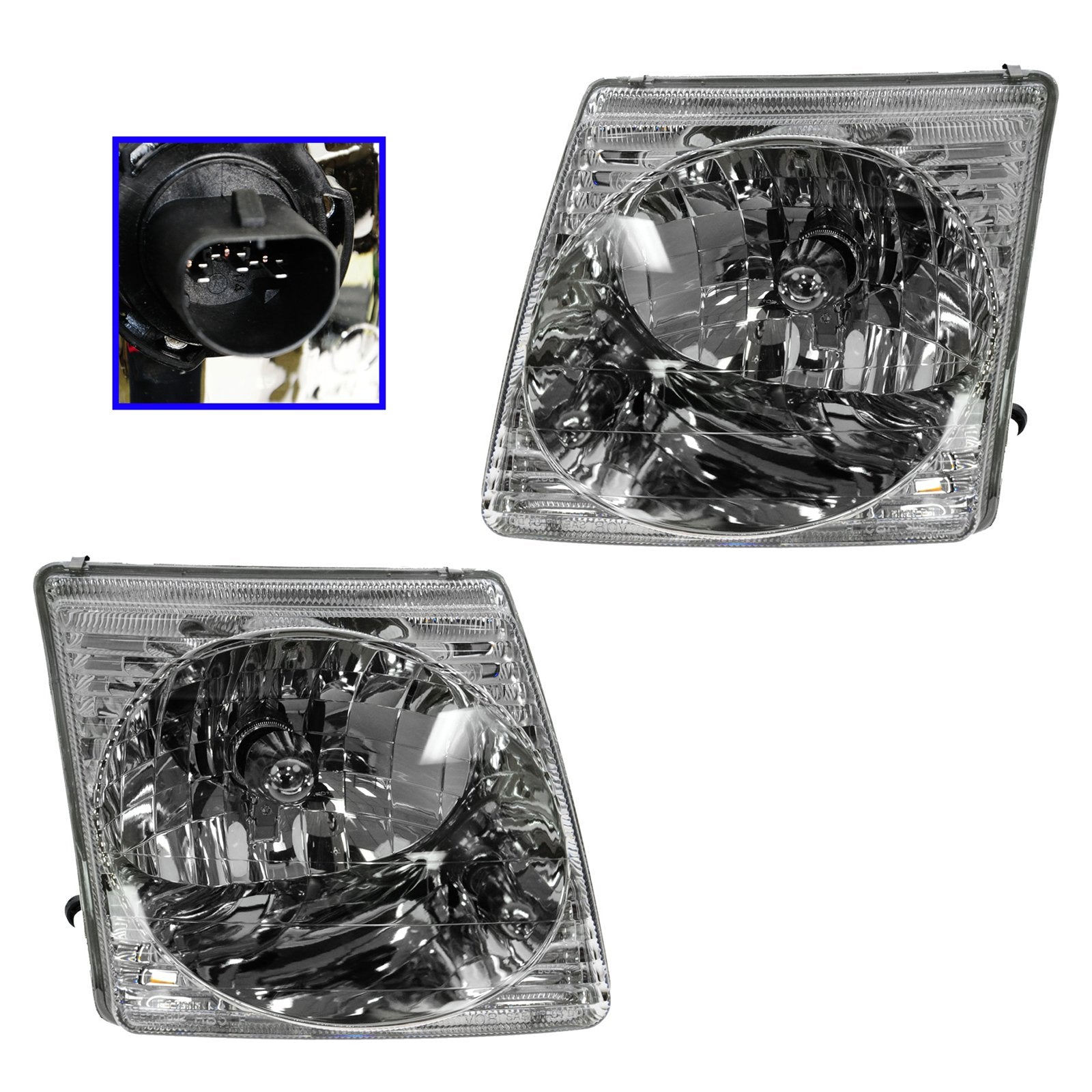 Trq Driver & Passenger Side Headlight Assembly Set Headlights Driver & Passenger Side Compatible With 2001-2003 Ford Explorer Sp