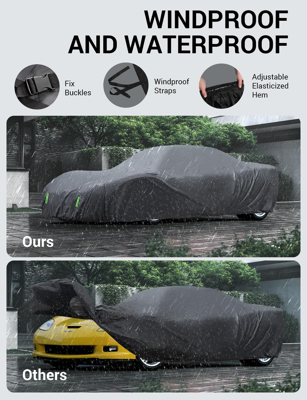 Proadsy 2025 Upgrade Car Cover Compatible With C5 Corvette 1997-2004 Windproof All Weather Waterproof Sun Rain Uv Dust Snow Prot