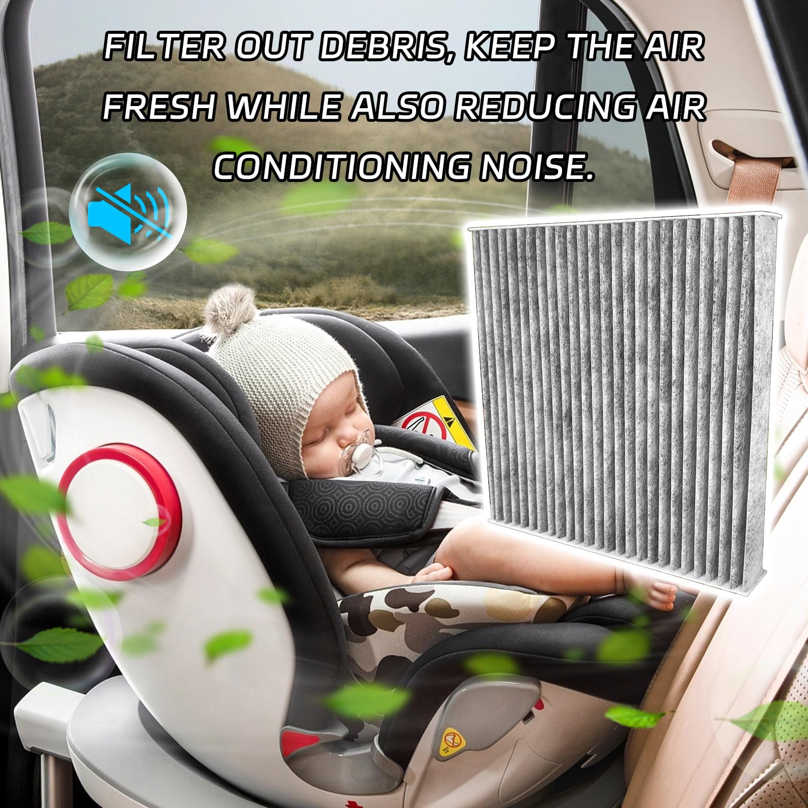 SamWinGear Cabin Air Filter Car Air Conditioner Filter with Activated Carbon Fresh Breeze Air Filter Element for Car Passenger C
