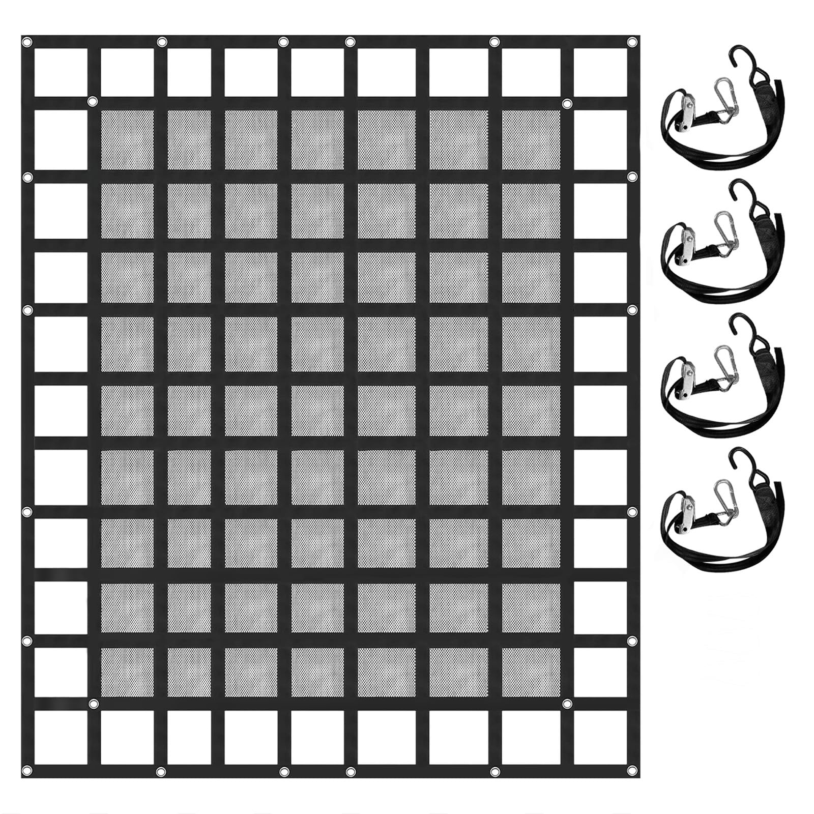 VEVOR Cargo Net with Mesh, 8' x 6.7' Cargo Net for Pickup Truck Bed, Heavy Duty Cargo Nets with Cam Buckles & S-Hooks & Cross St