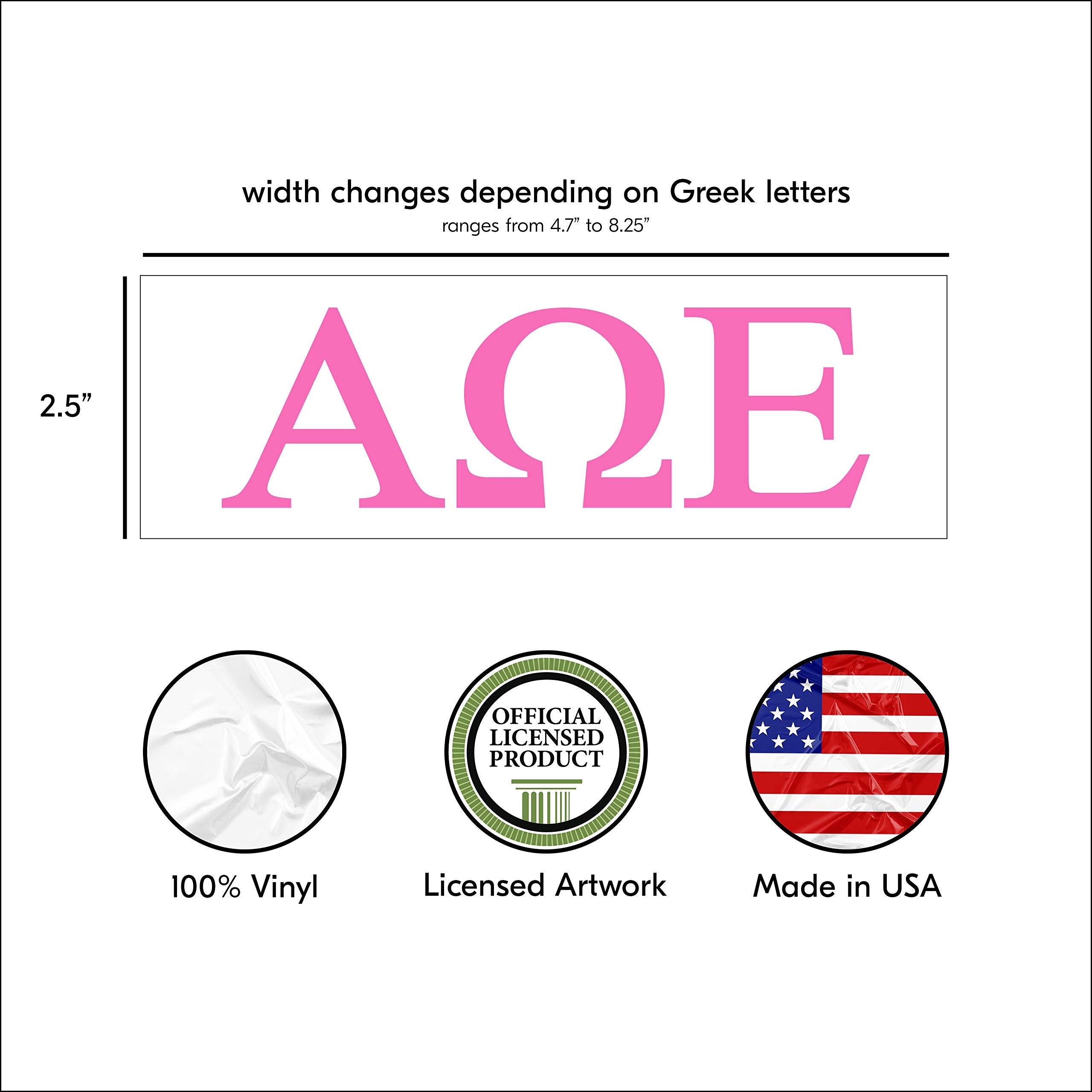 Pro-Graphx Alpha Omega Epsilon Greek Sorority Sticker Decal, 2.5 Inches Tall, Pink