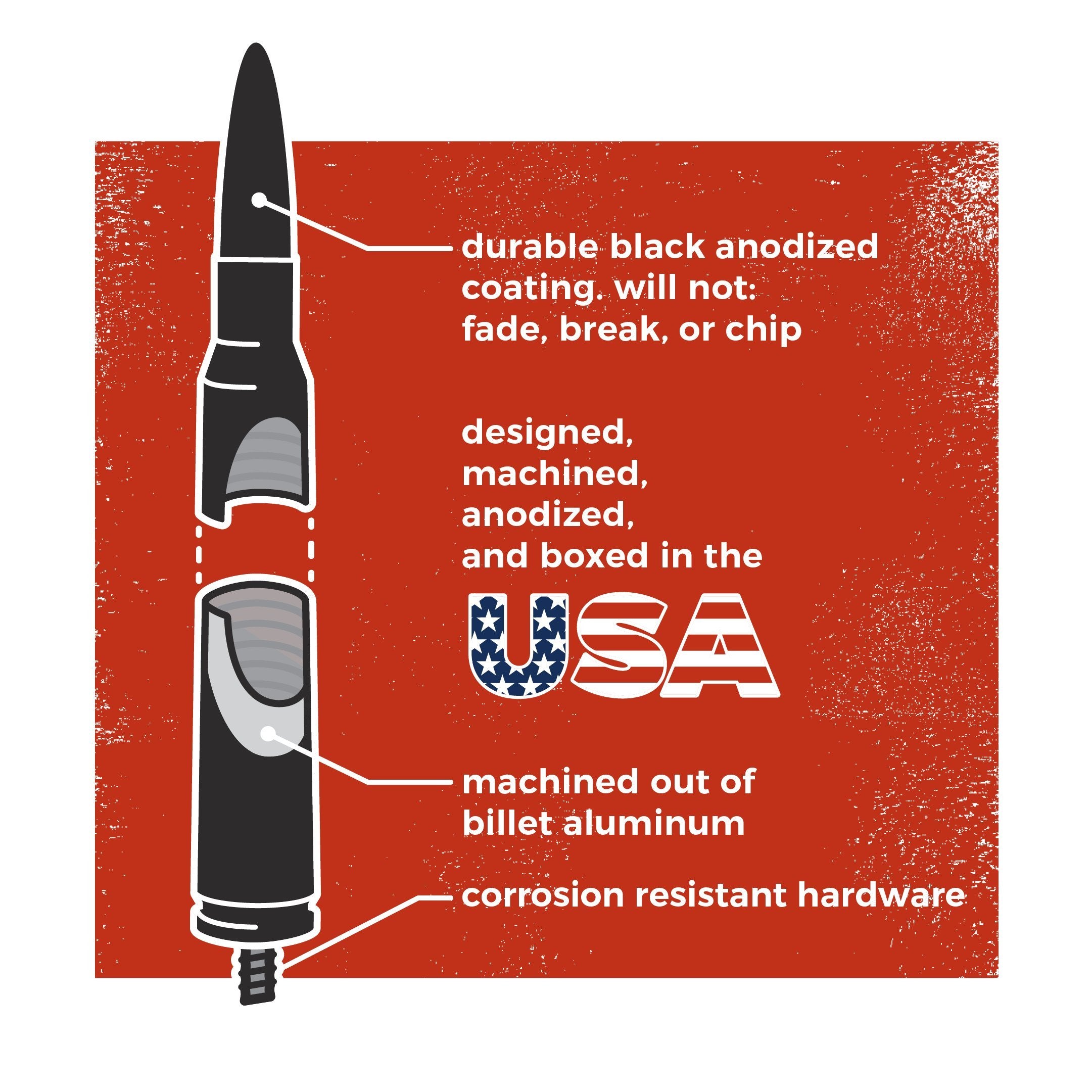 Cravenspeed Bullet Style Stubby Antenna Compatible With Ford F-350 2011-2022 | 5.4 Inches | Short Antenna Replacement | Made In