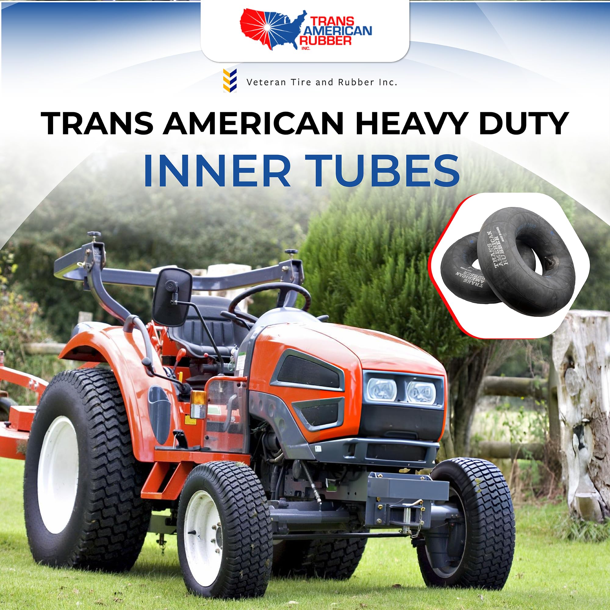 Pair of Trans American Heavy Duty Inner Tubes (20x10.00-8 / 20x8.00-8 TR13)