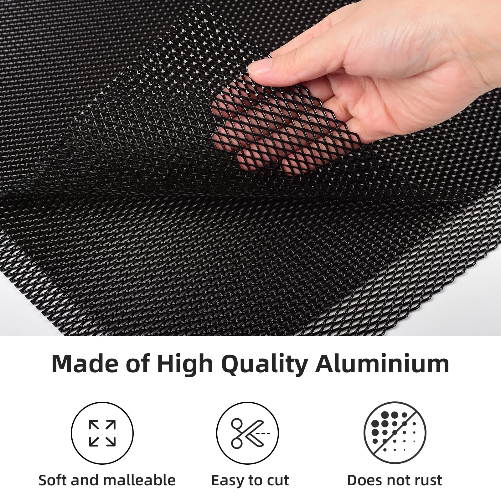 AggAuto Universal 13''x13'' Car Grill Mesh - Aluminum Alloy Automotive Grille Insert Bumper Rhombic Hole 4x8mm, 3Pcs One of the