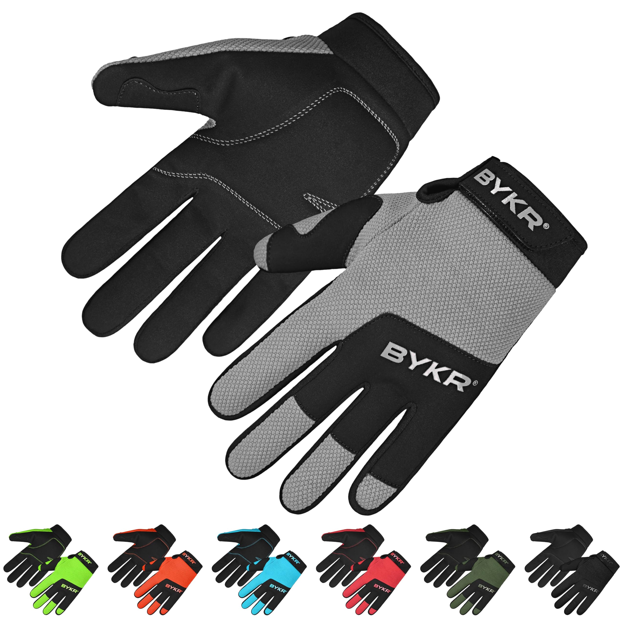 Bykr All-Weather Motorcycle Gloves For Men & Women - Protection For Dirt Bike, Bmx, Mx, And Atv Riding - Grey L