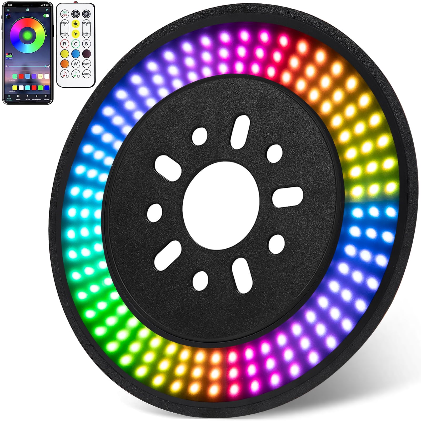 Karsam Rgb Spare Tire Brake Light For 2007-2025 Jeep Wrangler Jk Jku Jl Jlu, Rf & Bluetooth Control Rgb Running Lights & Red Led