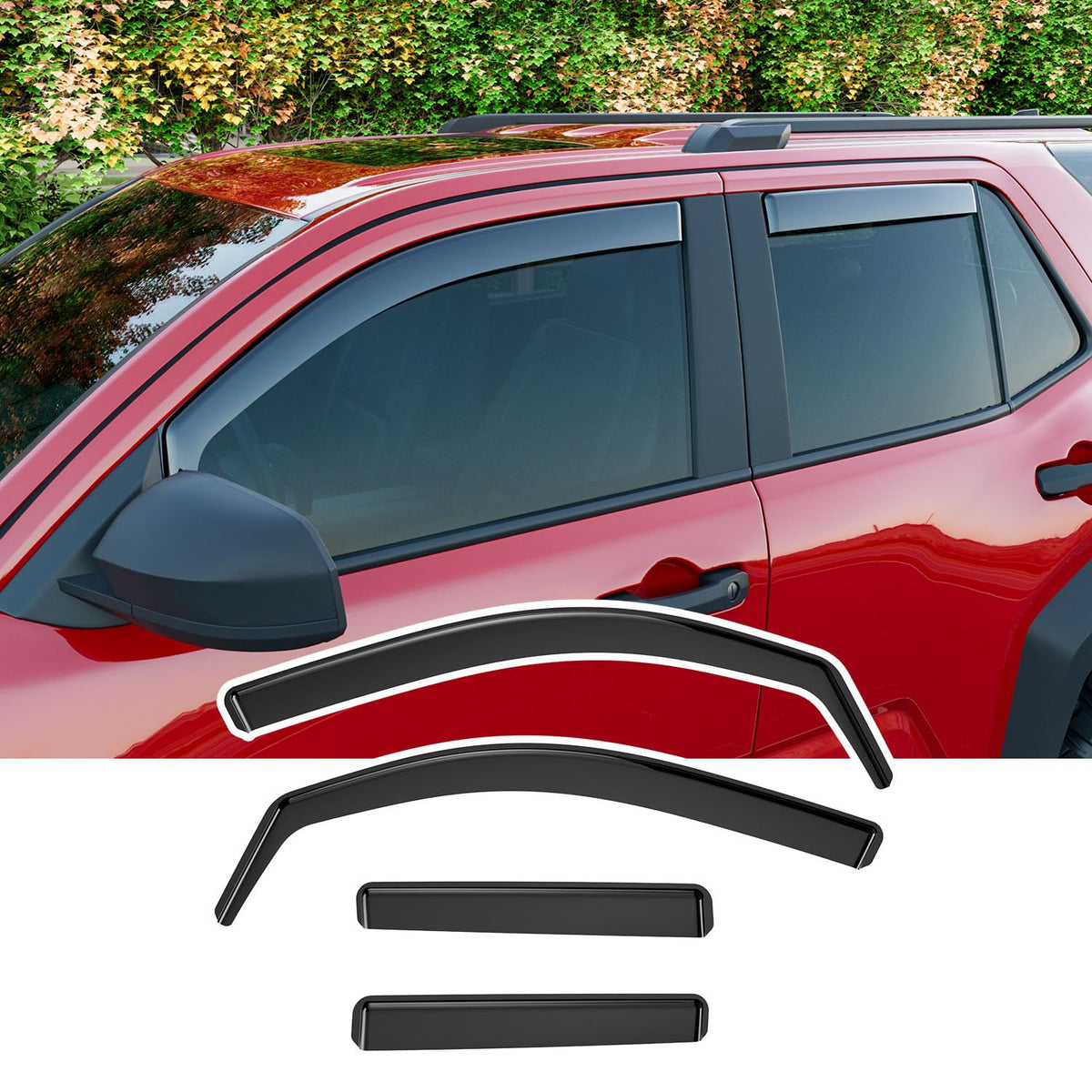 Xipoo Side Window Visor Deflector Compatible with 2025 Toyota 4Runner Rain Deflectors (No Hybrid) 4Pcs PC Window Visors Trim Cov
