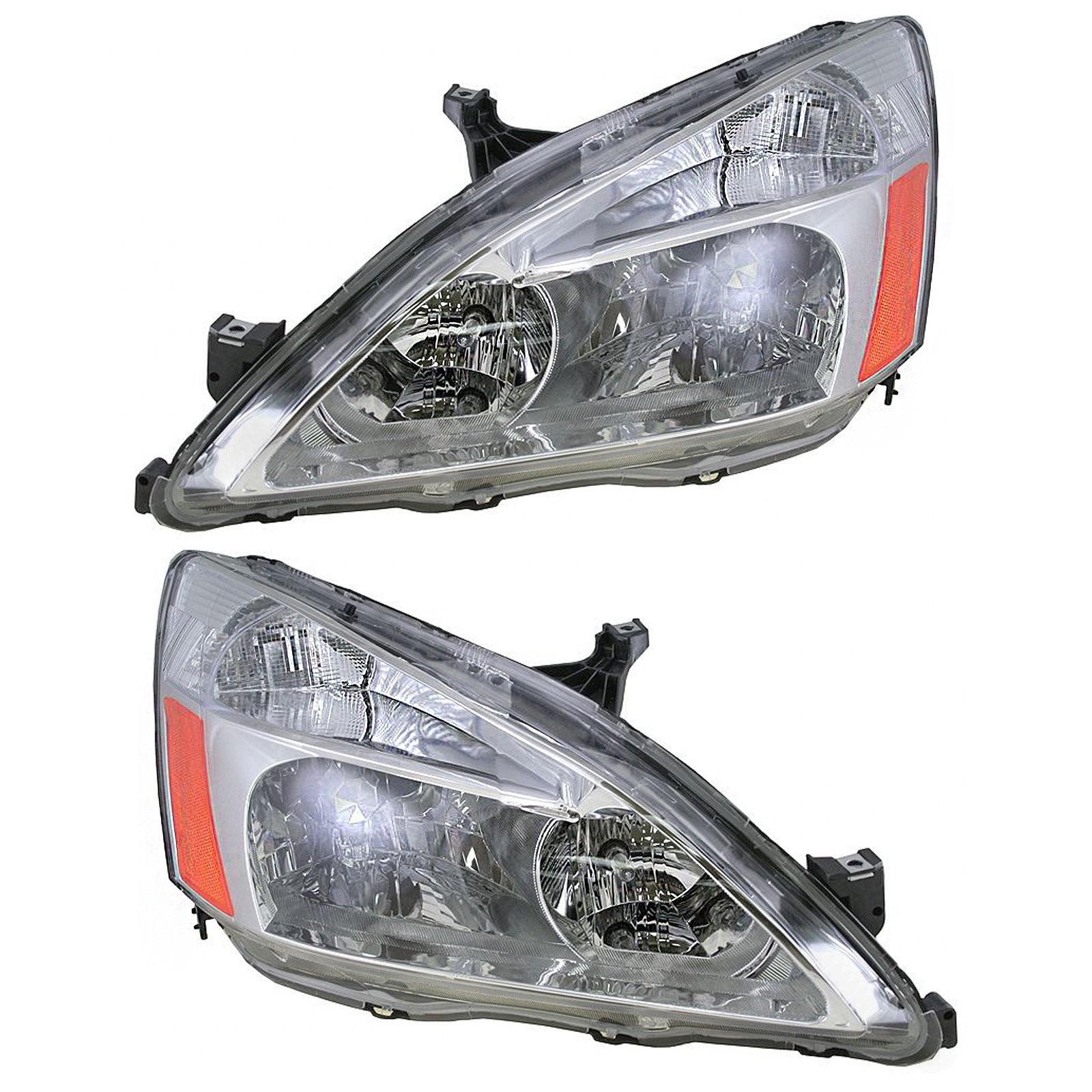Trq Driver & Passenger Side Headlight Assembly Set Headlights Driver & Passenger Side Compatible With 2003-2007 Honda Accord Ho2