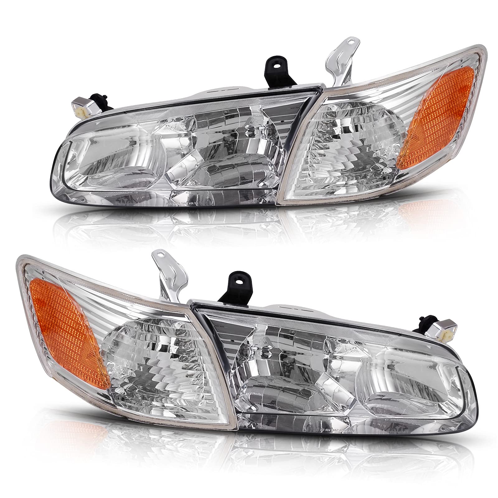 Dwvo Headlights Assembly Compatible With 00 01 2000 2001 Camry Headlamp Replacement Pair Driver And Passenger Side Chrome Housin