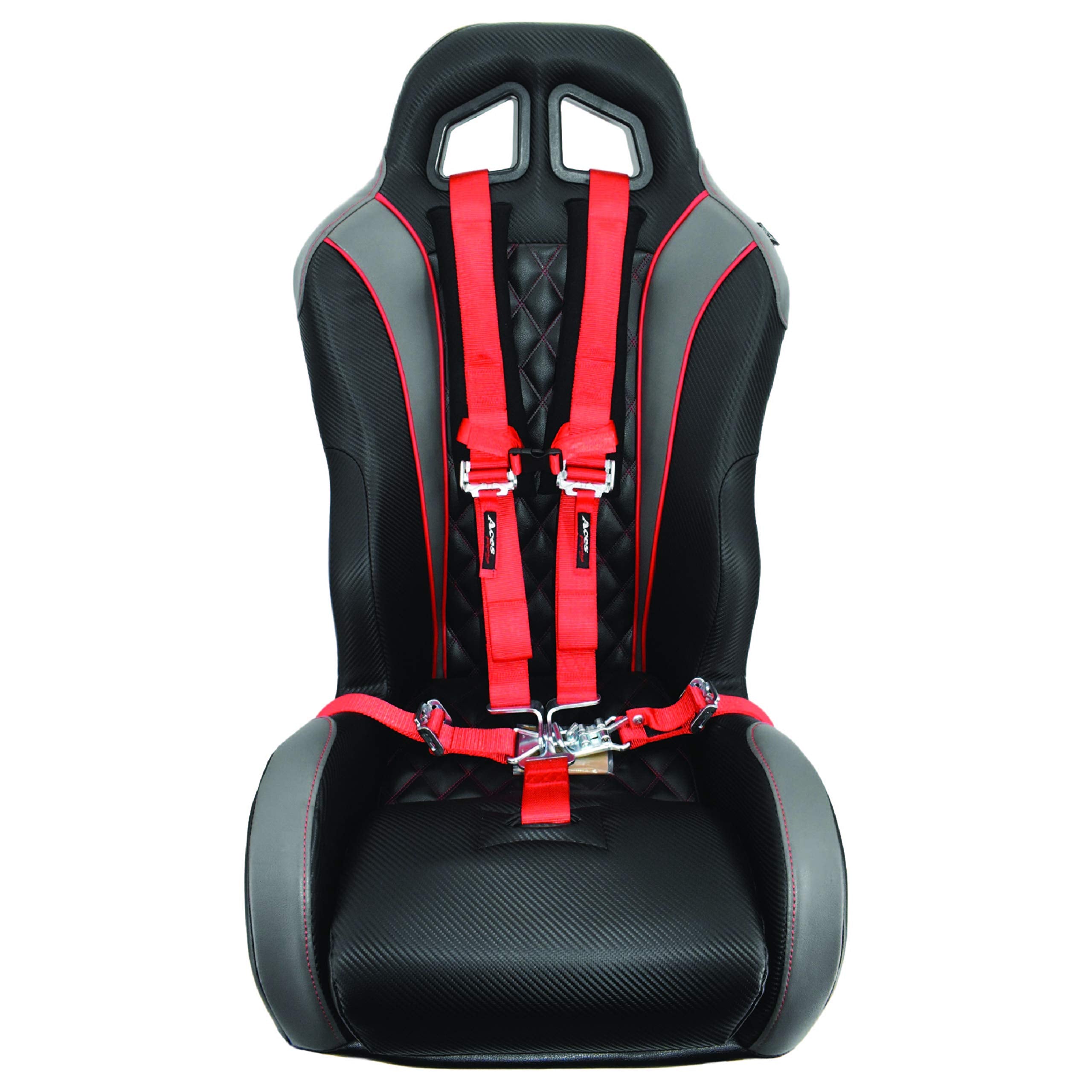 AAAA Aces Racing 5 Point Harness (Pair) for Polaris RZR With Seat Belt Bypass (Red, 5 Point)
