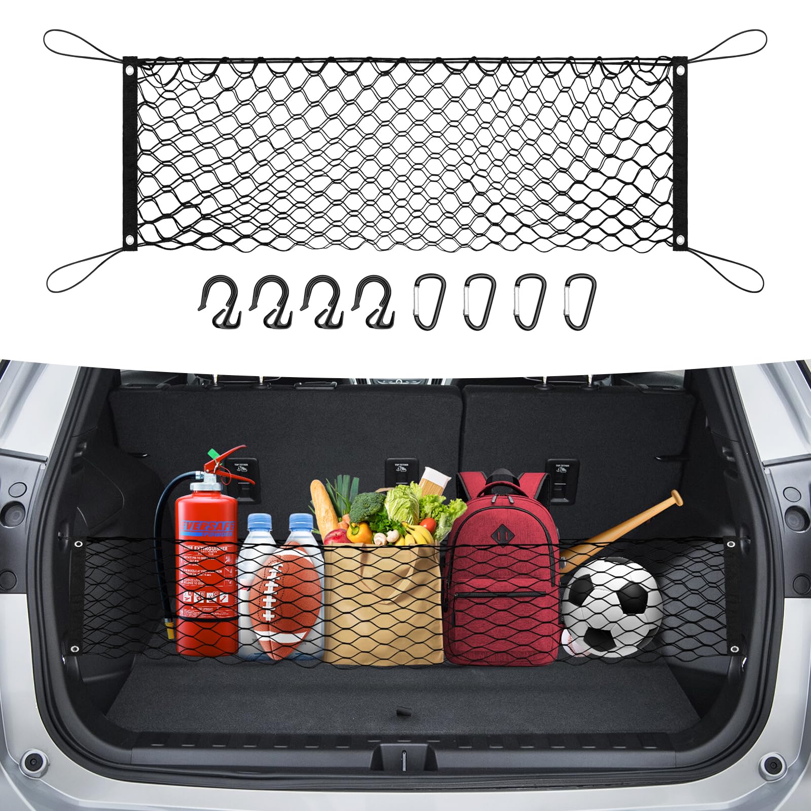 Canvcle Trunk Cargo Net for 2018-2024 Chevy Equinox & GMC Terrain Accessories Envelope Style Mesh Trunk Net Organizer and Storag