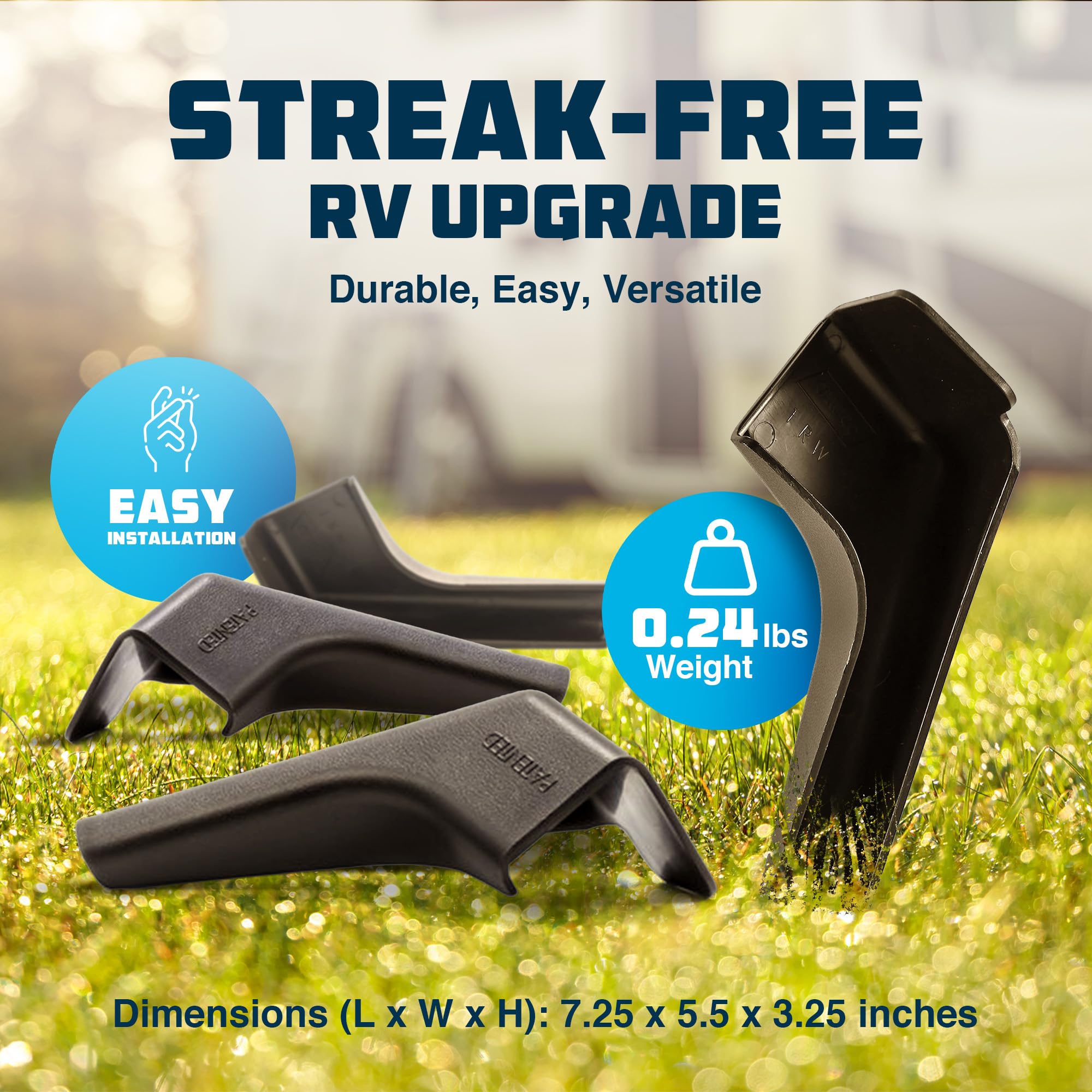 Camco RV Gutter Spouts with Built-in Extensions | Direct Rain Water Runoff Away from The RV | Features an Easy Installation, a S