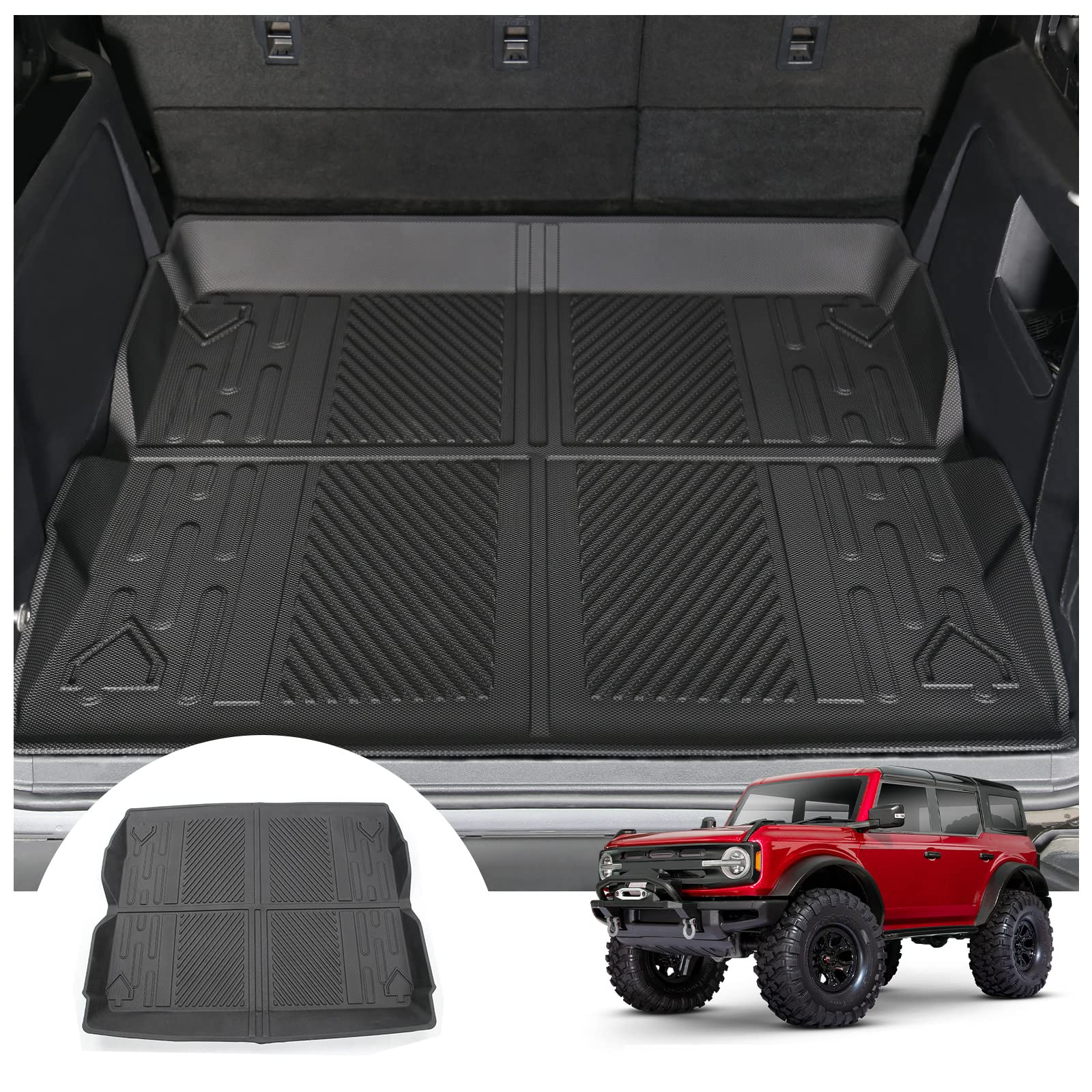 Mabett Trunk Lower Storage Mat for Ford Bronco Accessories 2021 2022 2023 4-Door and 2-Door Heavy Car Cargo Mats Black