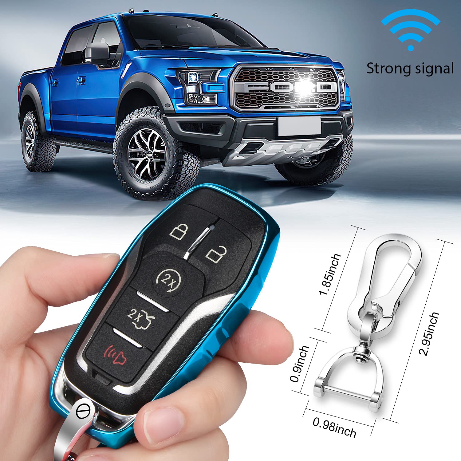 Qbuc For Ford Key Fob Cover,Tpu Car Key Case Protector With Keychain Compatible With Ford Fusion F-150 Edge Explorer Mustang Lin