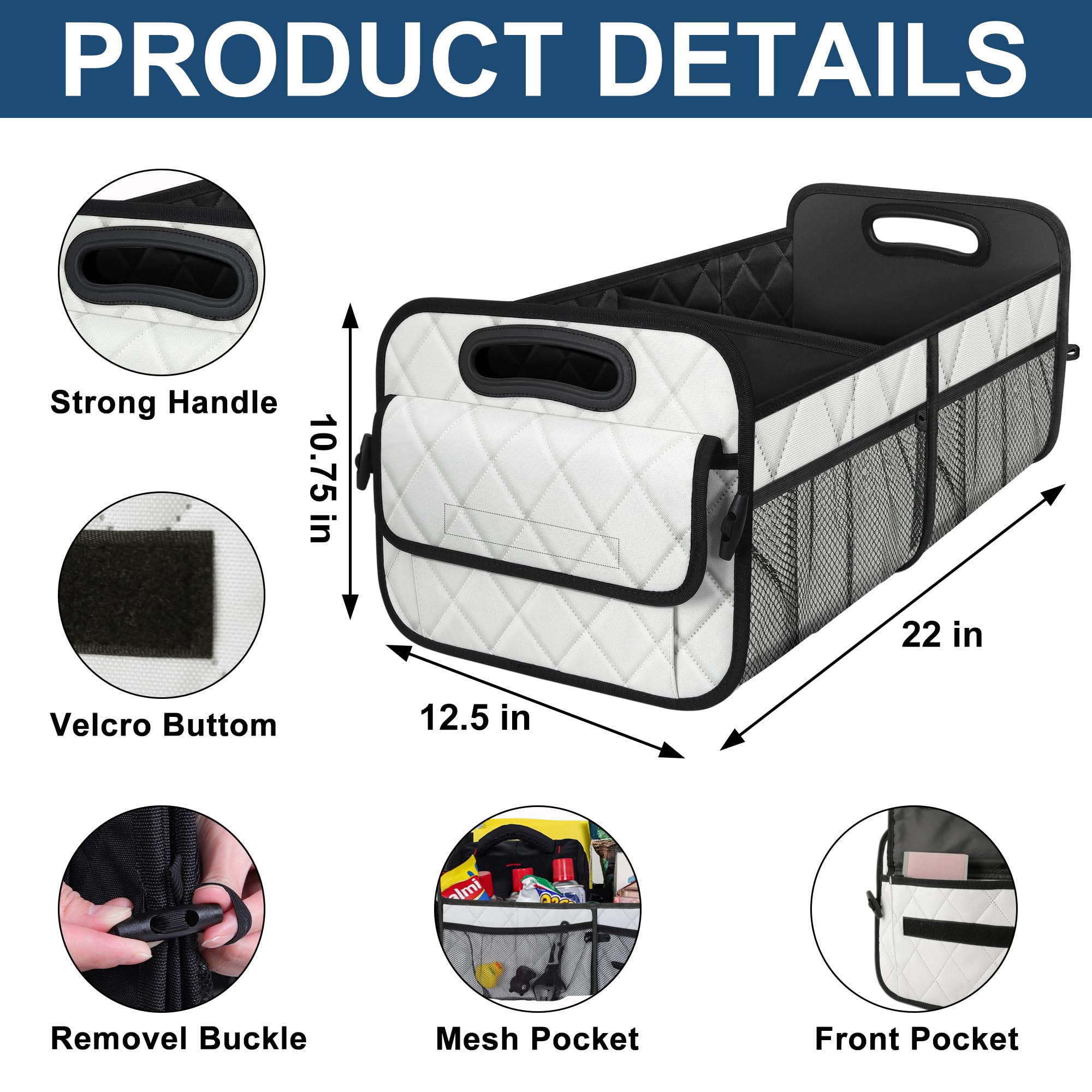 Deosk Trunk Organizer With 6 Pockets - Car Storage Accessory For Suvs, Minivans, And Trucks - 50L Waterproof Polyester (Medium,