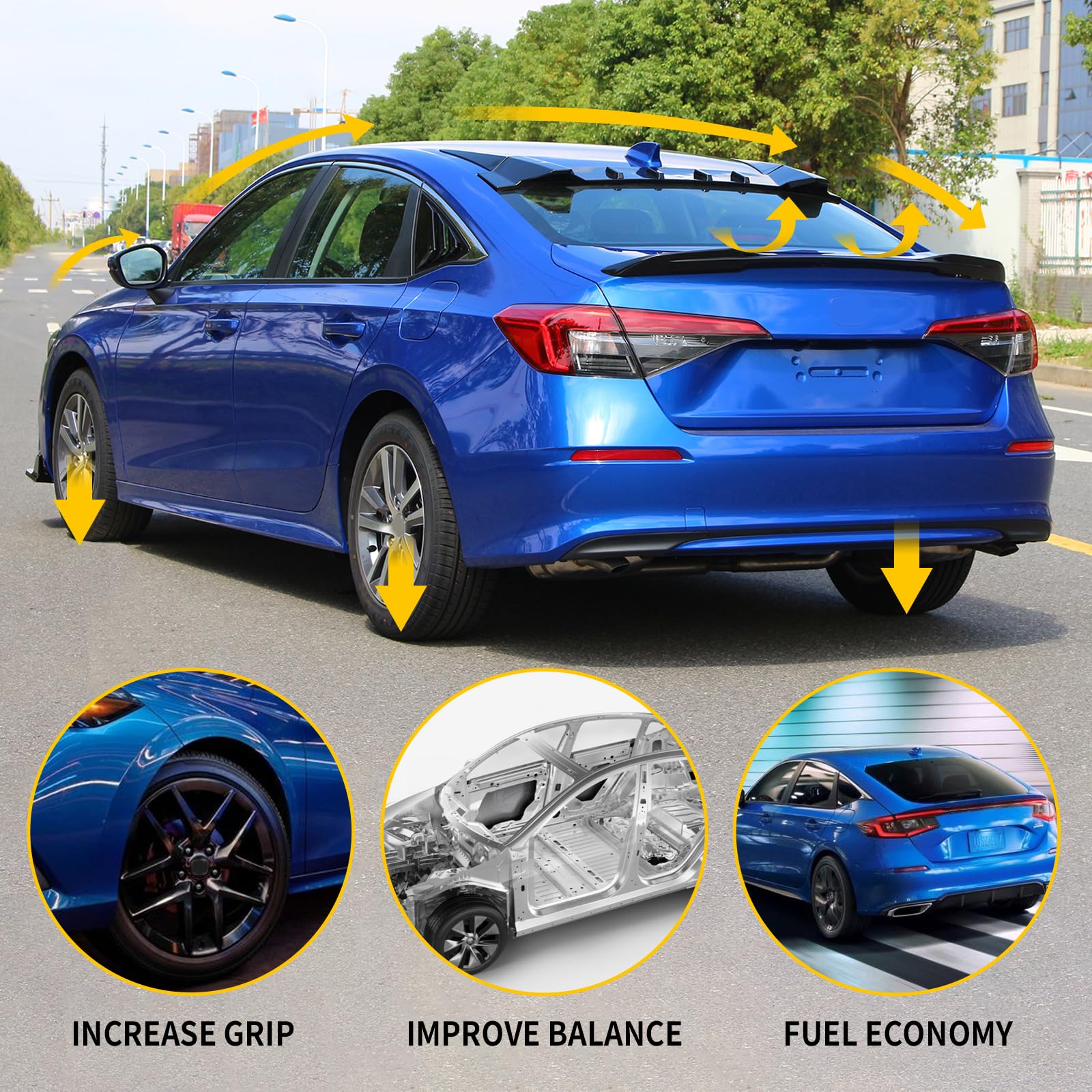 Maxzina Spoiler Wing Compatible With 2022 2023 2024 2025 Honda Civic Sedan Spoiler Trunk Rear Spoiler Wing Lip For Honda Civic Sedan Accessories (Glossy Black)