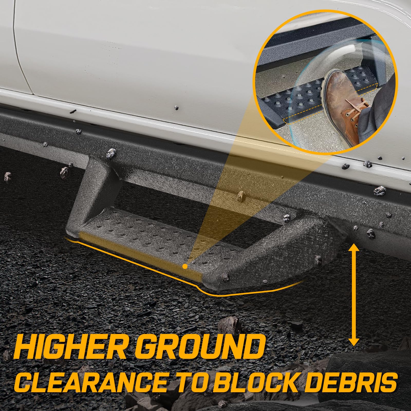 Smanow Drop Down Running Boards Compatible With 2009-2018 Ram 1500/2010-2024 Ram 2500 3500 Crew Cab(Include 2019-2024 Classic), Dual-Stage Textured Black Powder, 82 Inch Door Step Side Step Nerf Bars