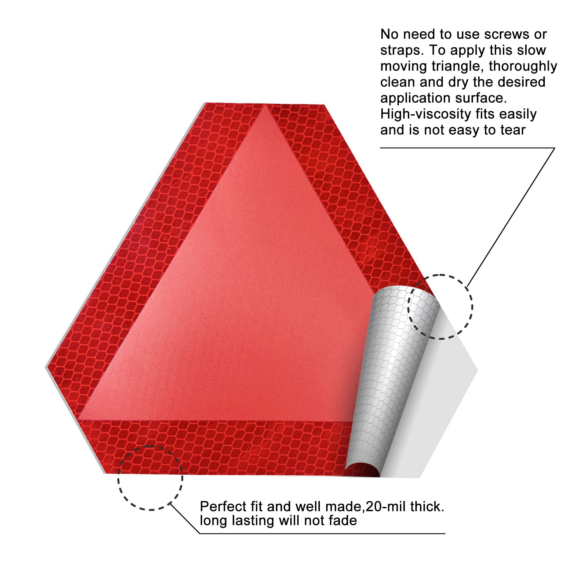 Slow Moving Vehicle Sign 4 Pack 7' X 8' Diamond Grade Reflective Slow Moving Vehicle Triangle Sticker