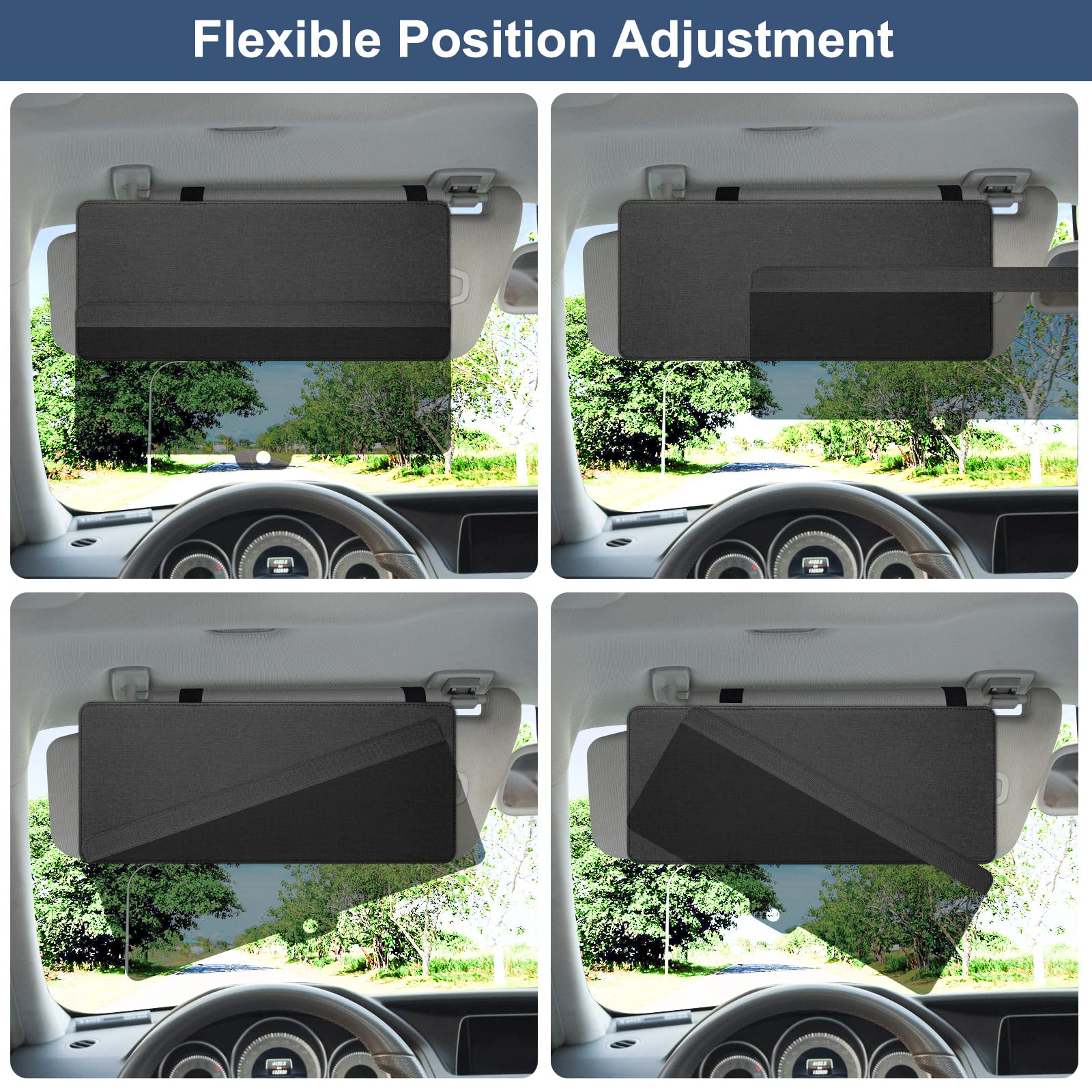 Nazzo Sun Visor Extender For Car, Sun Blocker With Pc Sunshade Lens, Magnetic Mounting Adjustable Position, Protect From Glare,