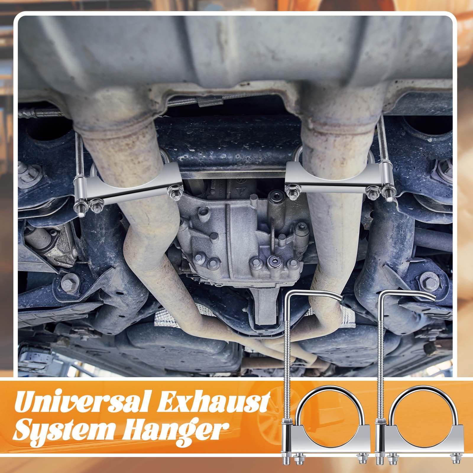 2 Pcs Exhaust Clamp with Hanger, Universal Exhaust Hangers (2.25 Inch)