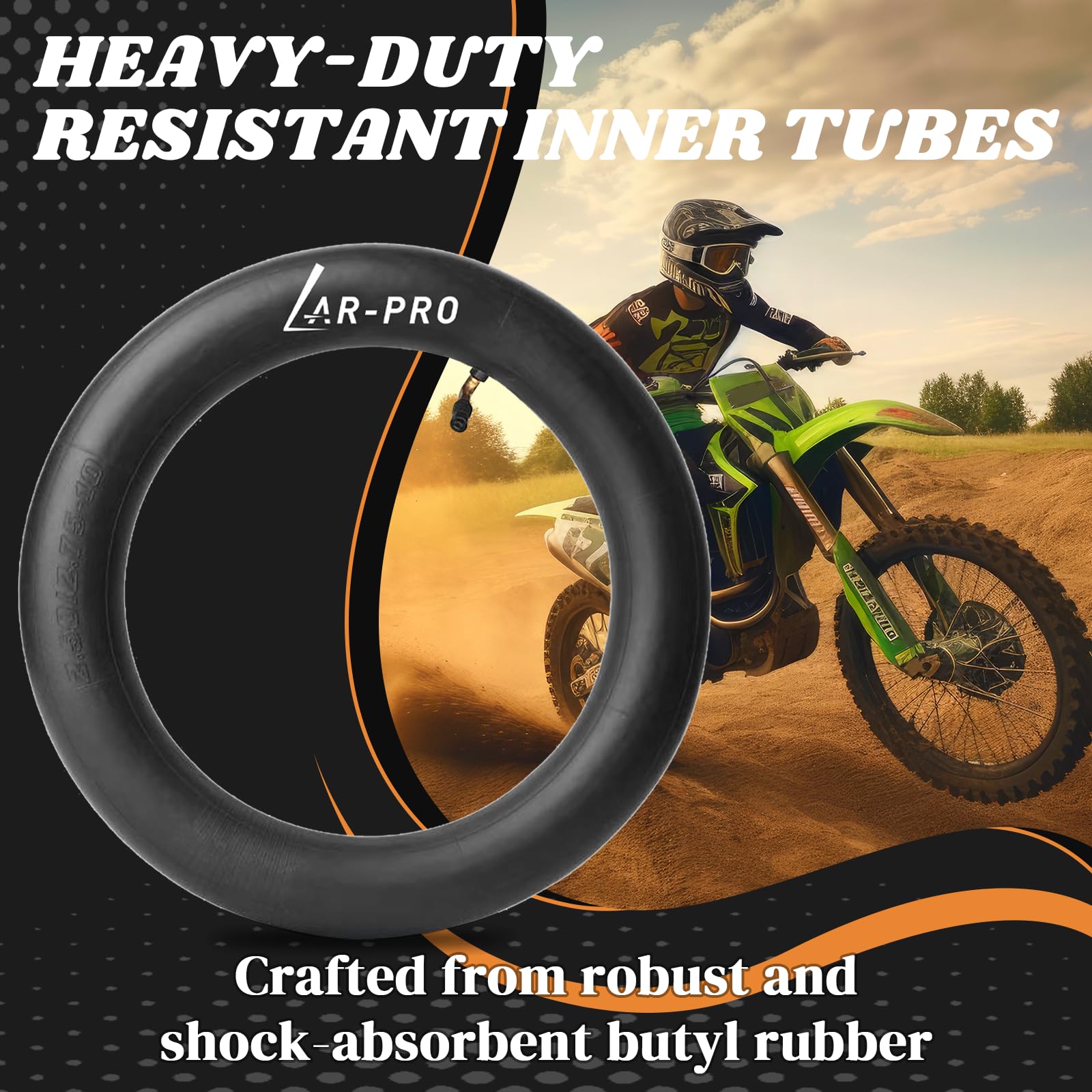Ar-Pro (2-Pack) 2.50/2.75-10 Dirt Bike Replacement Inner Tube Heavy Duty With Tr-87 Bent Valve Stem, Compatible For Honda Crf50