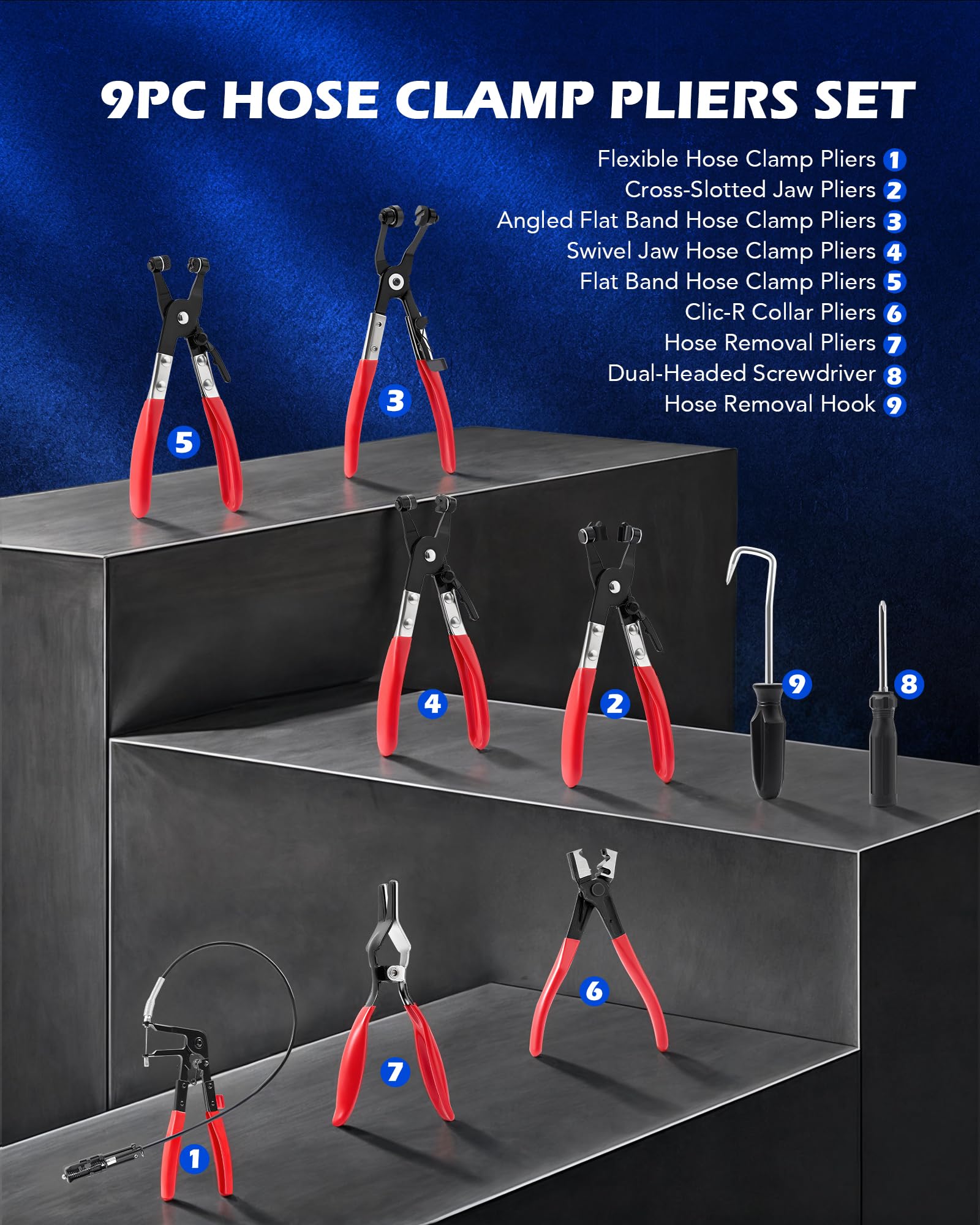 Orion Motor Tech Hose Clamp Pliers, Long Reach Wire Spring Hose Clamp Pliers Remover For Automotive Coolant Radiator Heater And