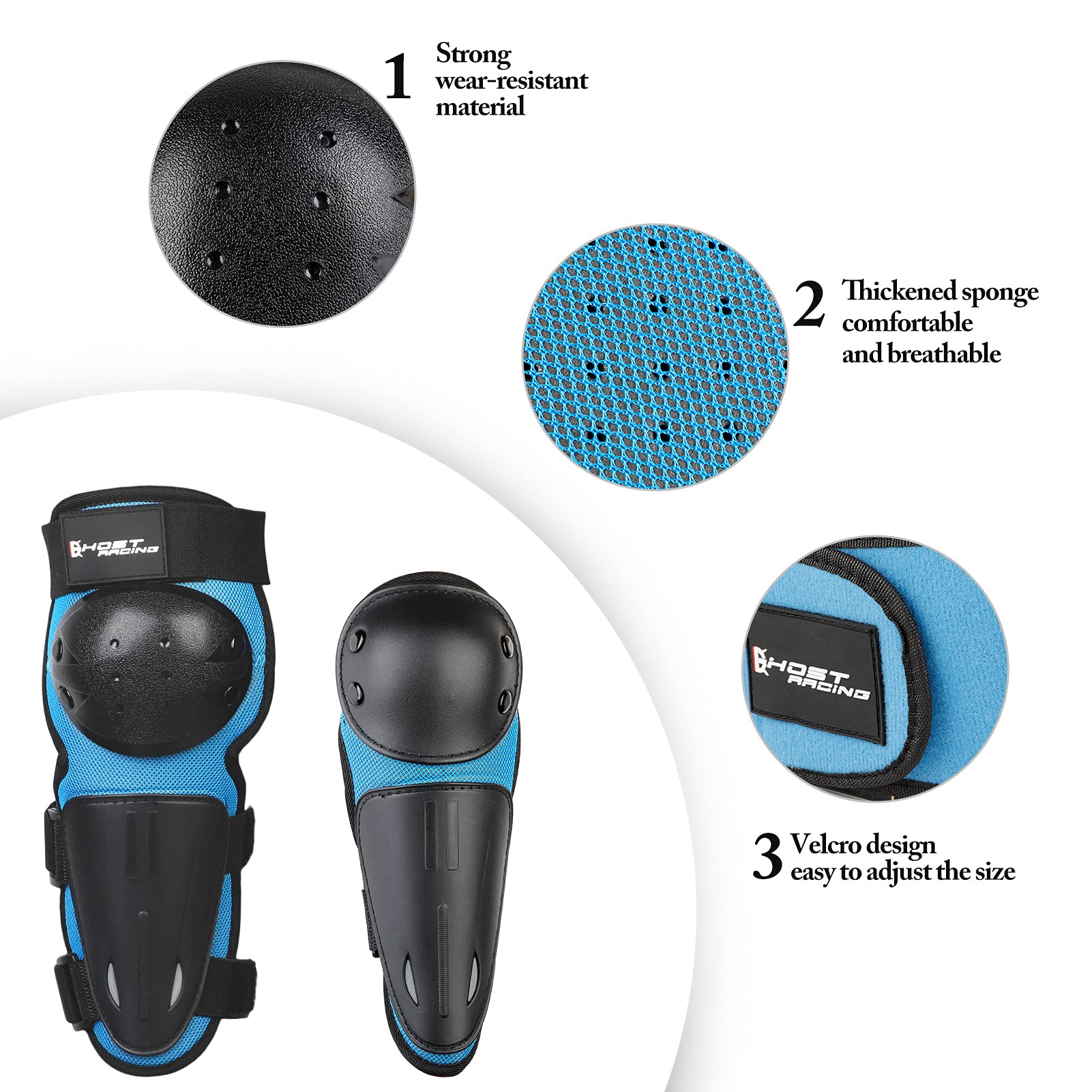 JUSTDOLIFE Youth Dirt Bike Gear Set - 5 PCS Motorcycle Armor with Knee & Elbow Pads, Chest Protector, For Ages 4-12, Blue, Model FJBB28P315