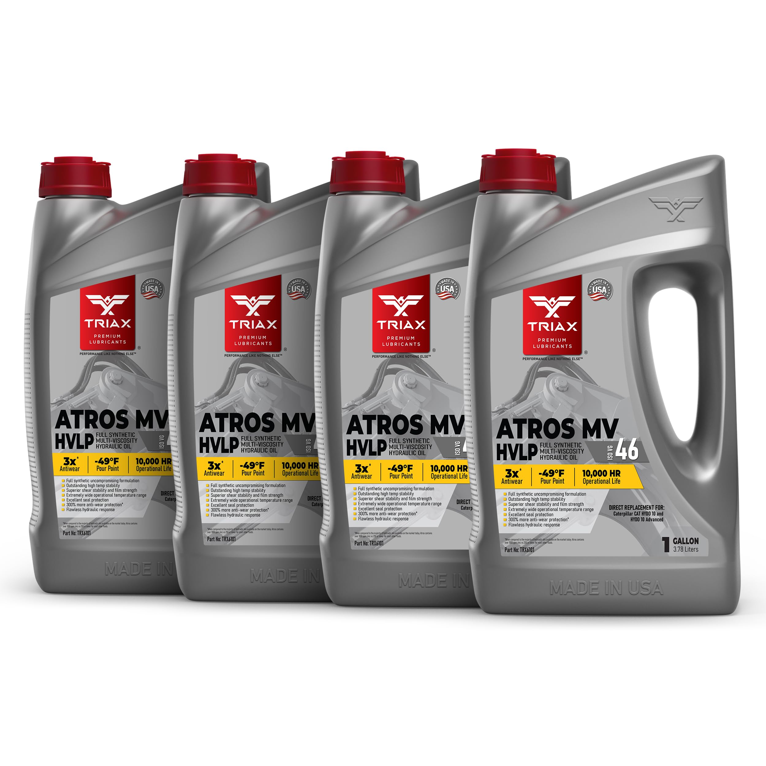 TRIAX Atros MV HVLP 46 Full Synthetic Hydraulic Oil, 300% Additive Anti-Wear Boost, 7,000-10,000 Hour Life, Arctic Grade -54 Col