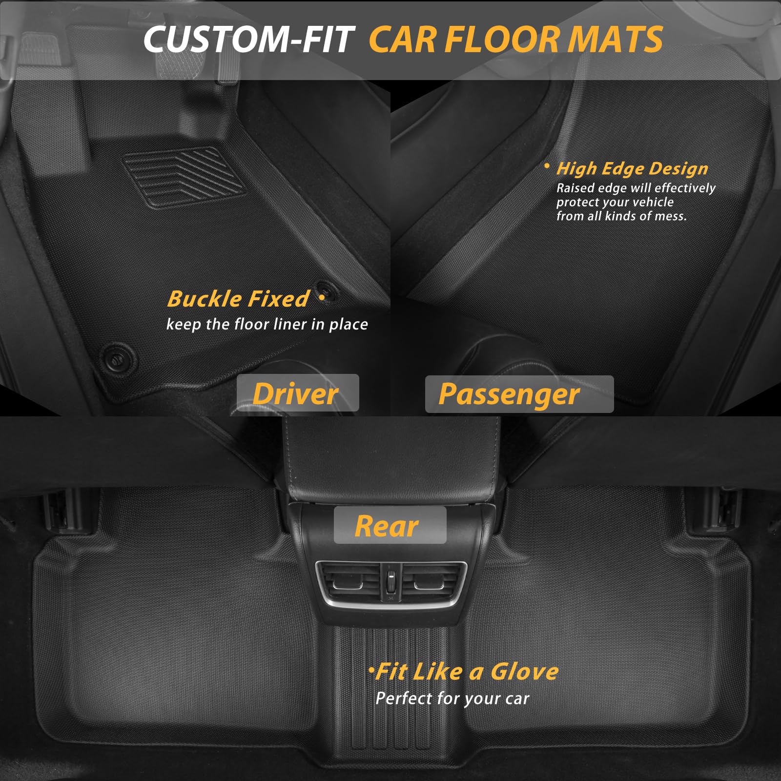 Aipoil®Tpe Floor Mats & Cargo Liner Custom For 2023 2024 2025 Toyota Prius & Prius Prime (Phev) All Weather Protection Anti-Slip Automotive Floor Liners Full Set Automobile Mats Accessories, Black