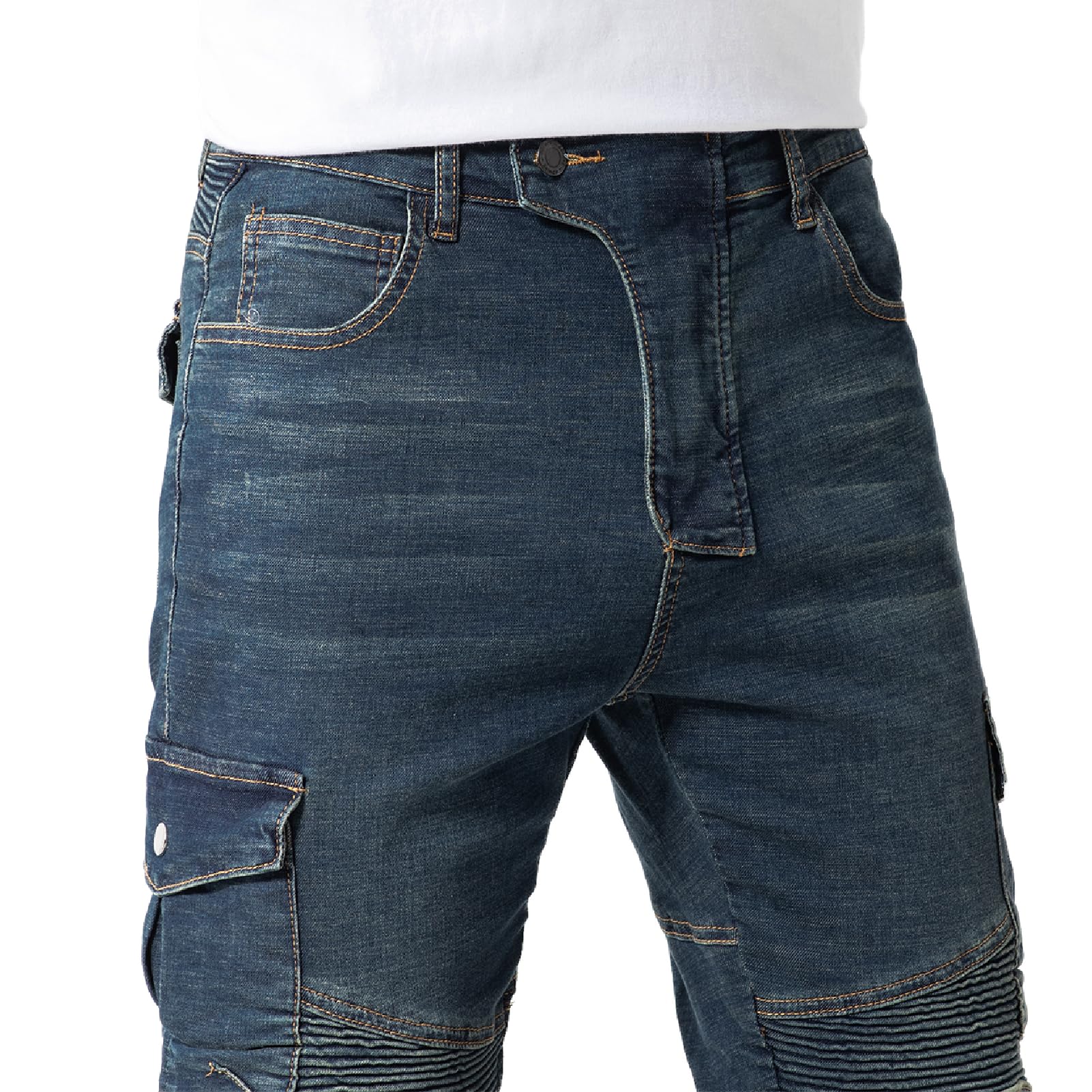 Ctbqitom Motorcycle Pants For Men Motocross Riding Pants Motorbike Riding Denim Jeans With Ce Armor,Blue,38