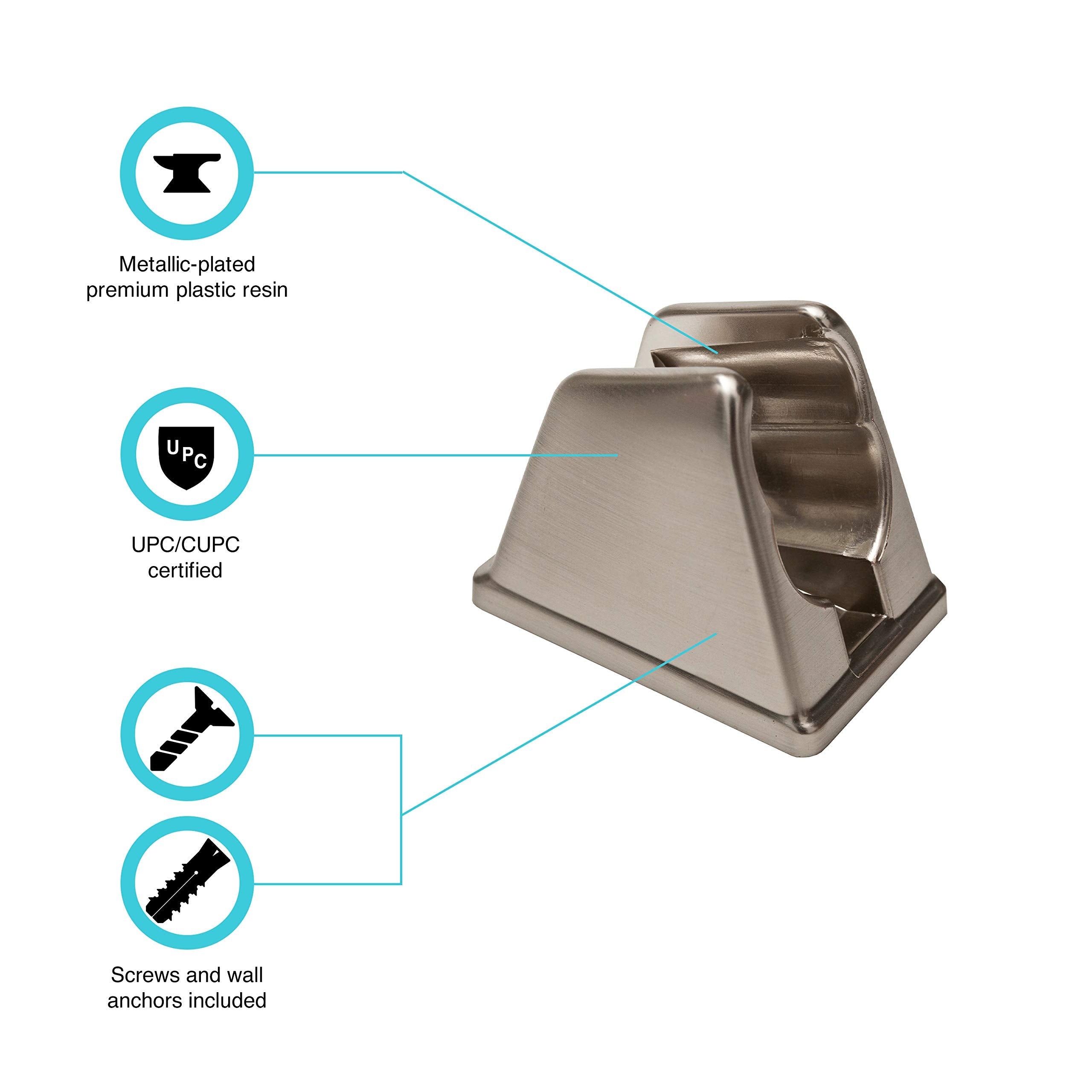 Dura Faucet Df-Sa156-Sn Rv Handheld Shower Wand Bracket Holder - Mounting Screws Included (Brushed Satin Nickel)