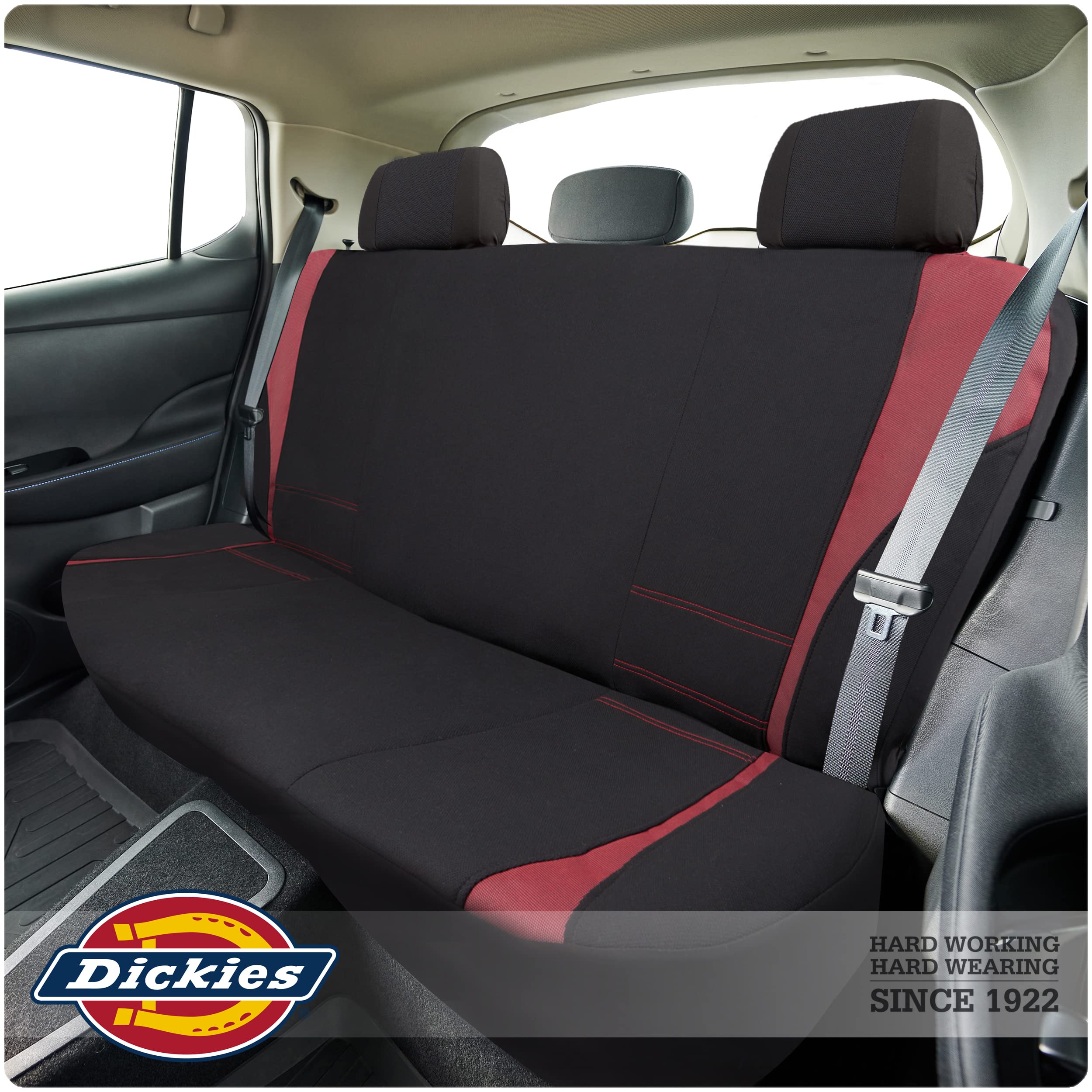 Dickies 3-Piece Hawker Truck Seat Covers - Durable Front And Rear Padded Seat Covers For Trucks With Adjustable Headrests - (Bla