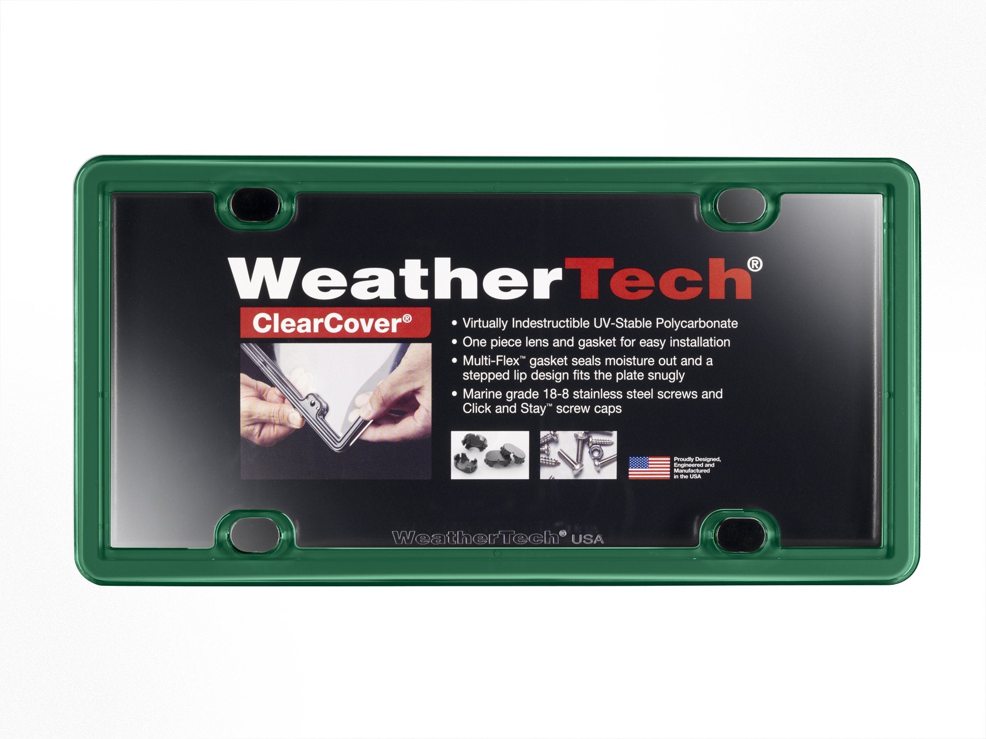 Weathertech Clearcover License Plate Cover And Frame, Green