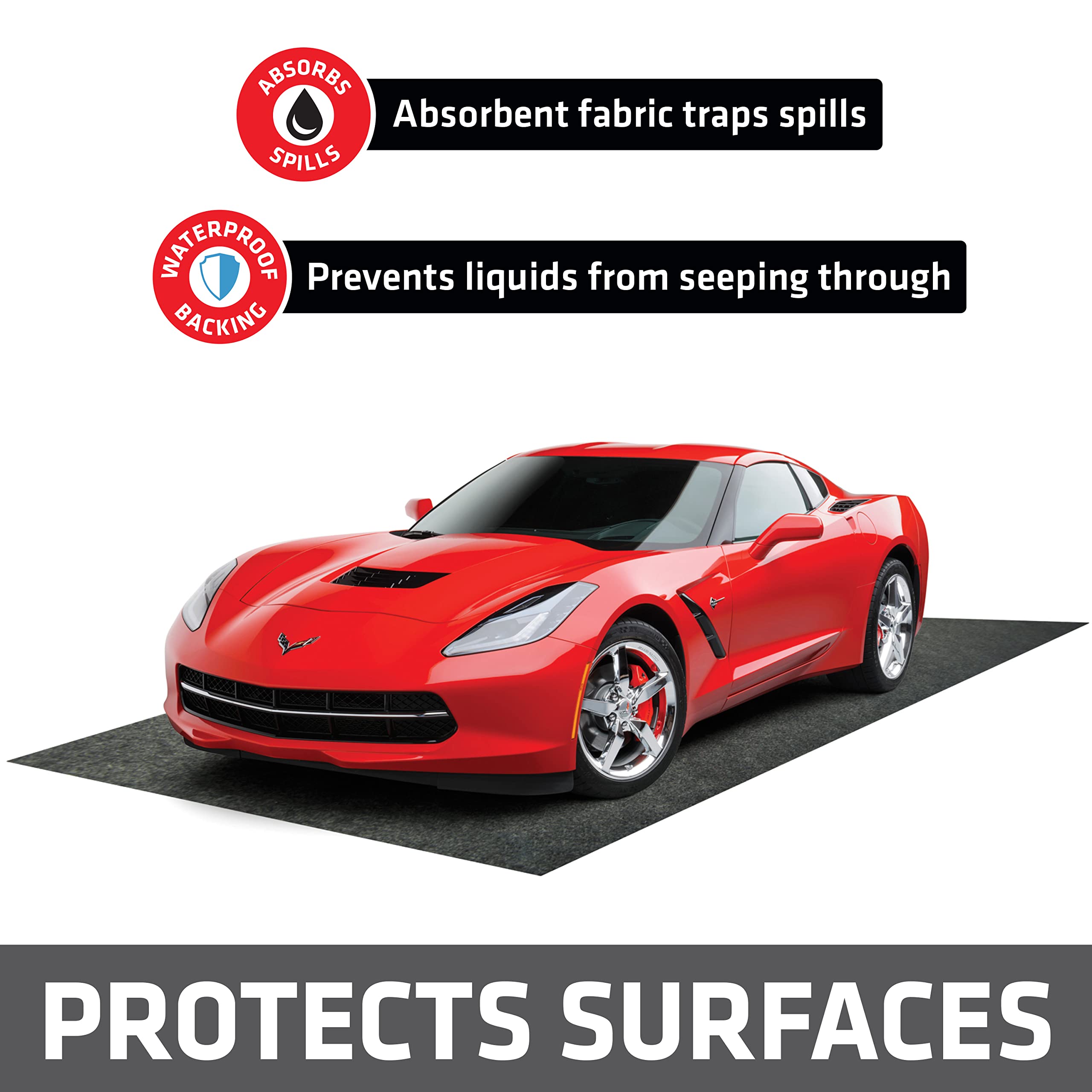 Drymate Garage Floor Mat, (20' X 7'4), Protects Surfaces, Transforms Garage, Absorbent, Waterproof, Durable (Usa Made) (Charcoal) (Includes Double Sided Tape)