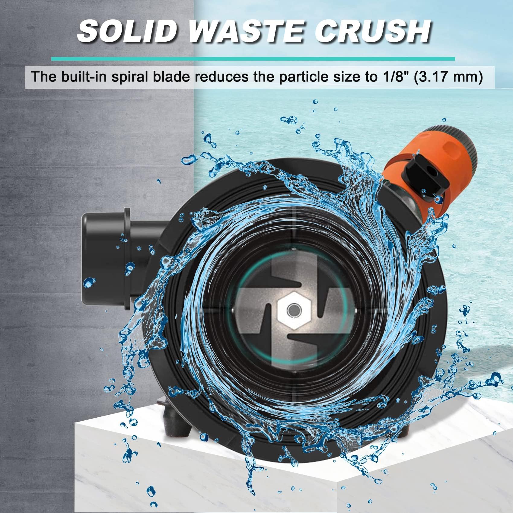 Rv Macerator Pump 12V,12Gpm Suction 3.2 Feet Lift 10 Feet With Garden Hose Discharge Port,Quick Release Sewage Pump With Fresh W