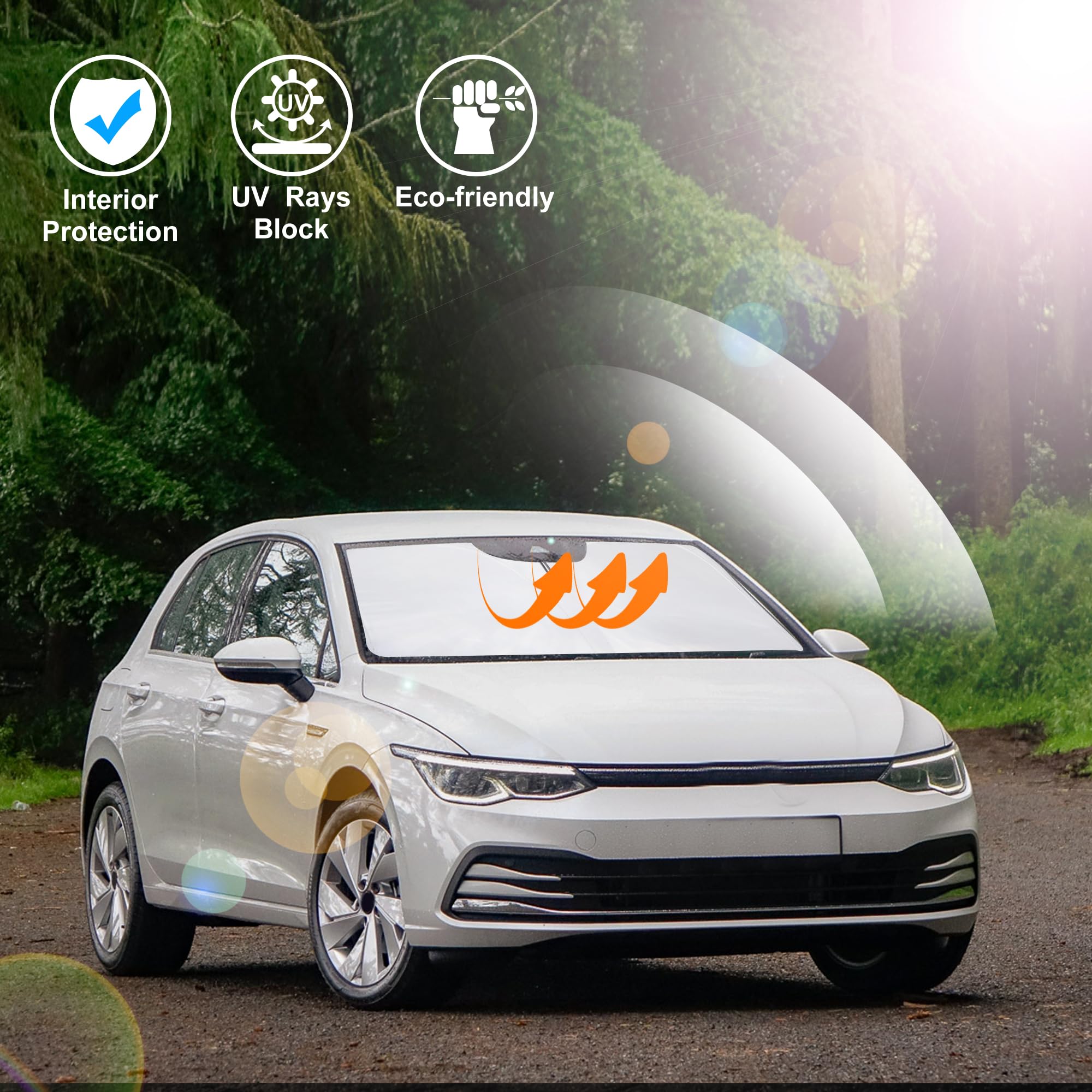 Windshield Sunsshade Compatible With 2015-2021 Volkswagen Golf Gti E-Golf Vw Golf R 4 Door Hatchback Accessories Sunshade Sun Vi