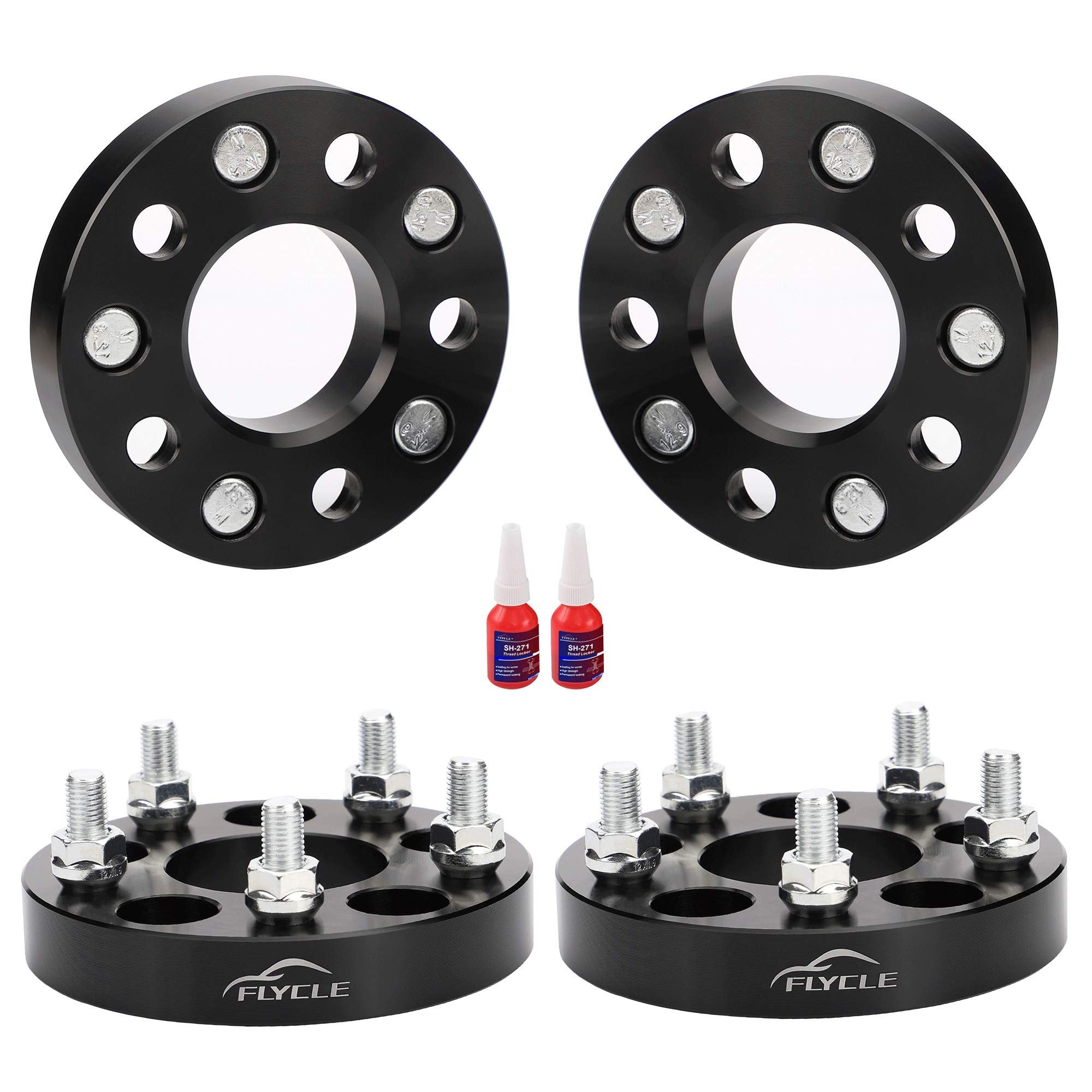 Flycle 1 Inch 5X4.5 Wheel Spacers For Tj Yj, 4Pcs 5X114.3Mm Wheel Spacer For Xj Kj Kk Zj Ranger Explorer Mustang Edge 1/2-20 Studs With 82.5Mm Bore
