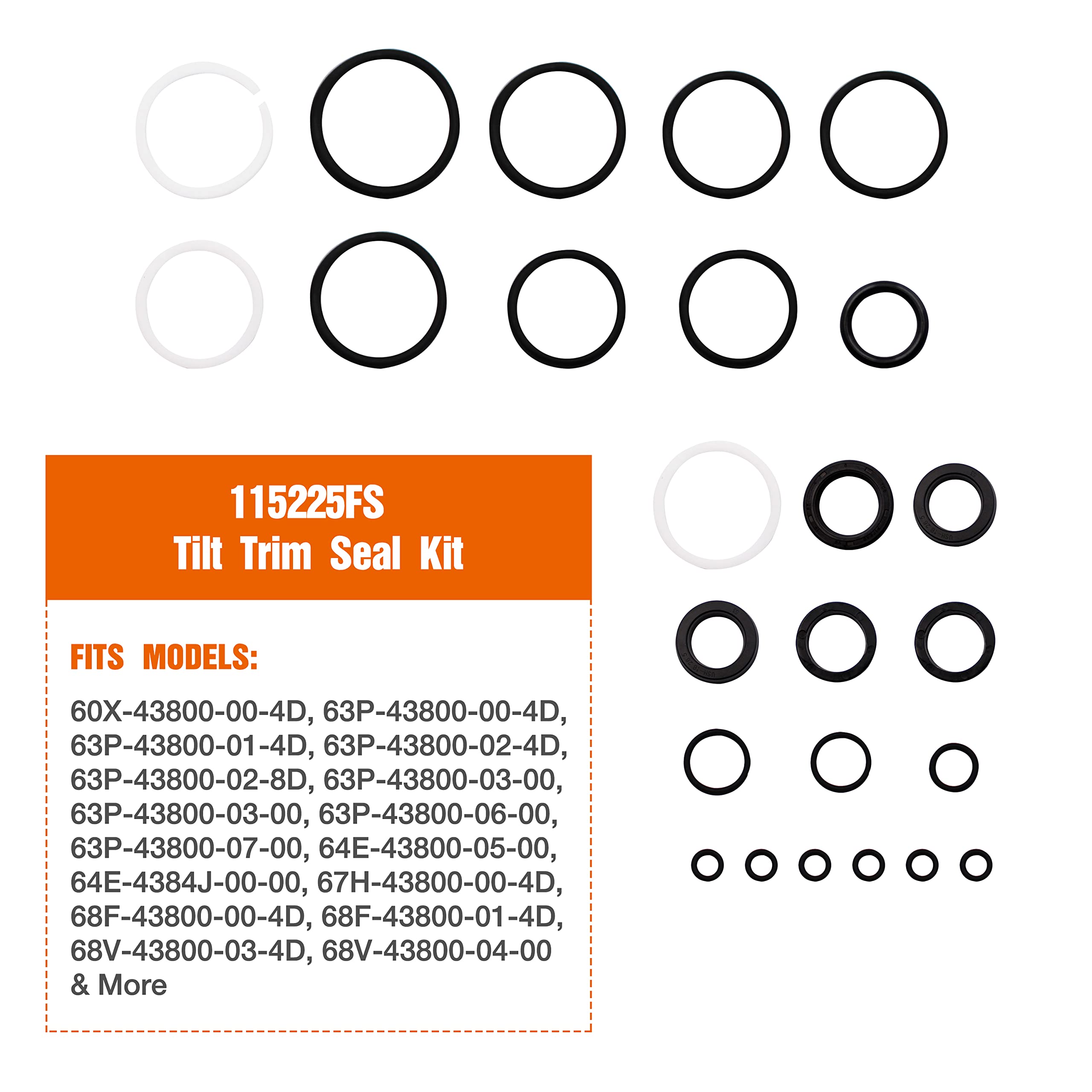 Shineus Tilt Trim Seal Kit 1997 & Up 115225Fs Fast Strike Power Compatible With Yamaha Boat Power Units 115Hp 150Hp 175Hp 200Hp