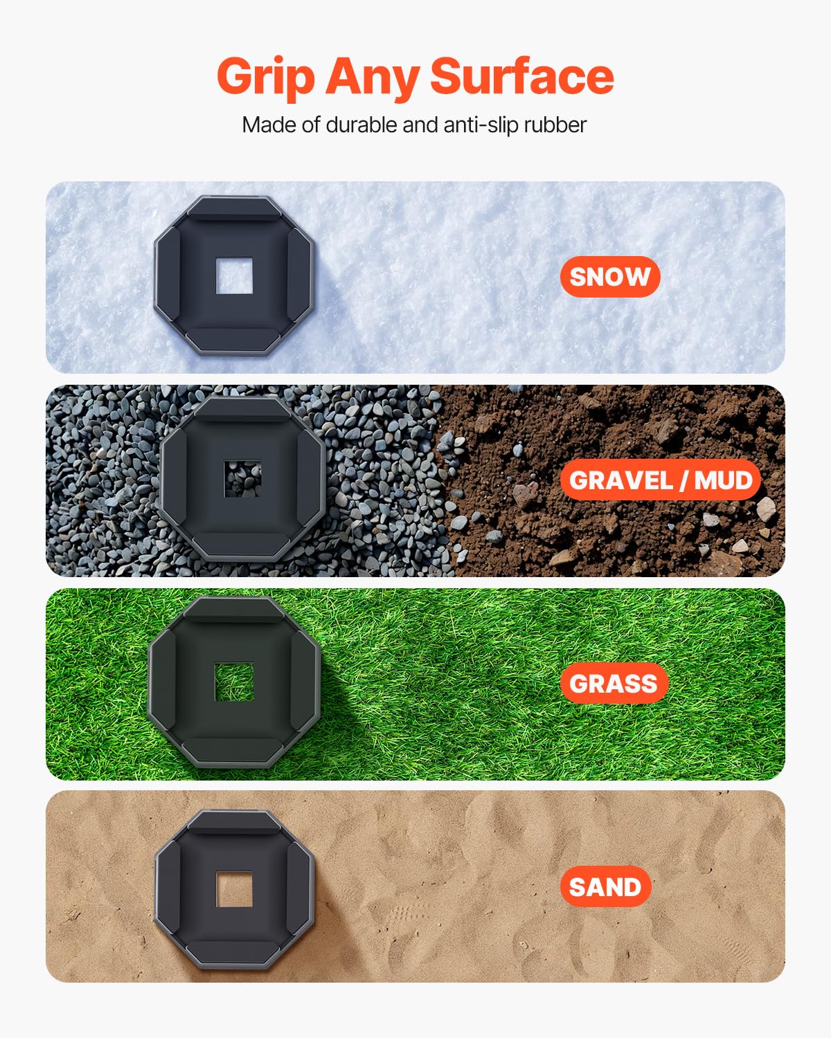 VEVOR RV Leveling Pads, 4-Pack Rubber Trailer Jack Pads, Each with 5000 lbs Capacity, Jack Stabilizer Pad with Large Surface Are